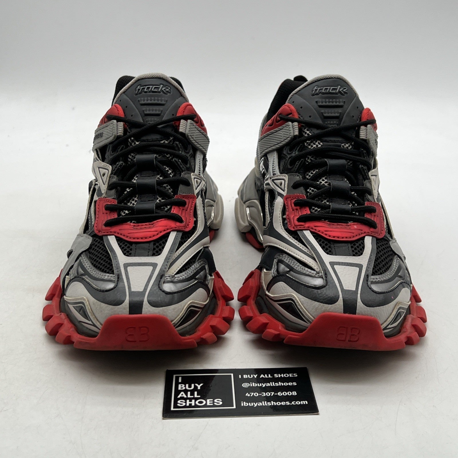 Size 10 - Balenciaga Track 2 Sneakers In Black Red Grey Polyurethane Women