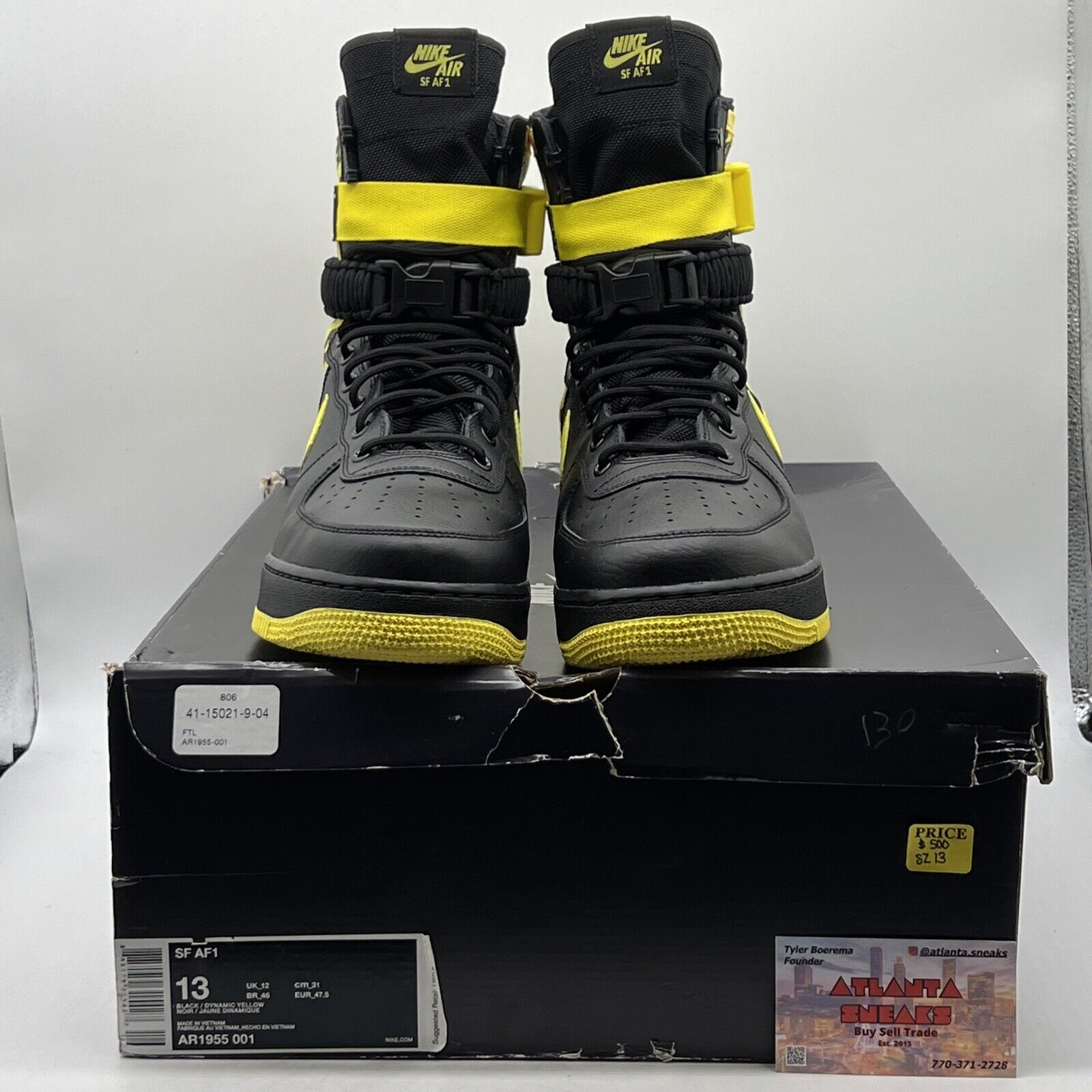 Size 13 - Nike SF Air Force 1 Dynamic Yellow Black Leather (AR1955-001)