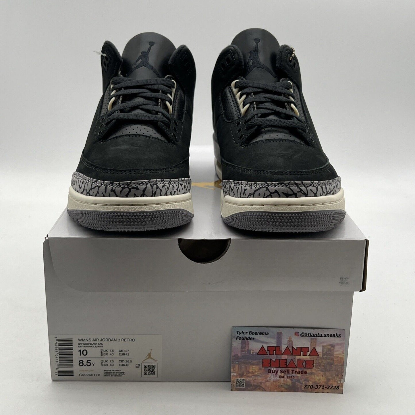 Size 10W - Air Jordan 3 Retro Off Noir Sail Black (CK9246-001)