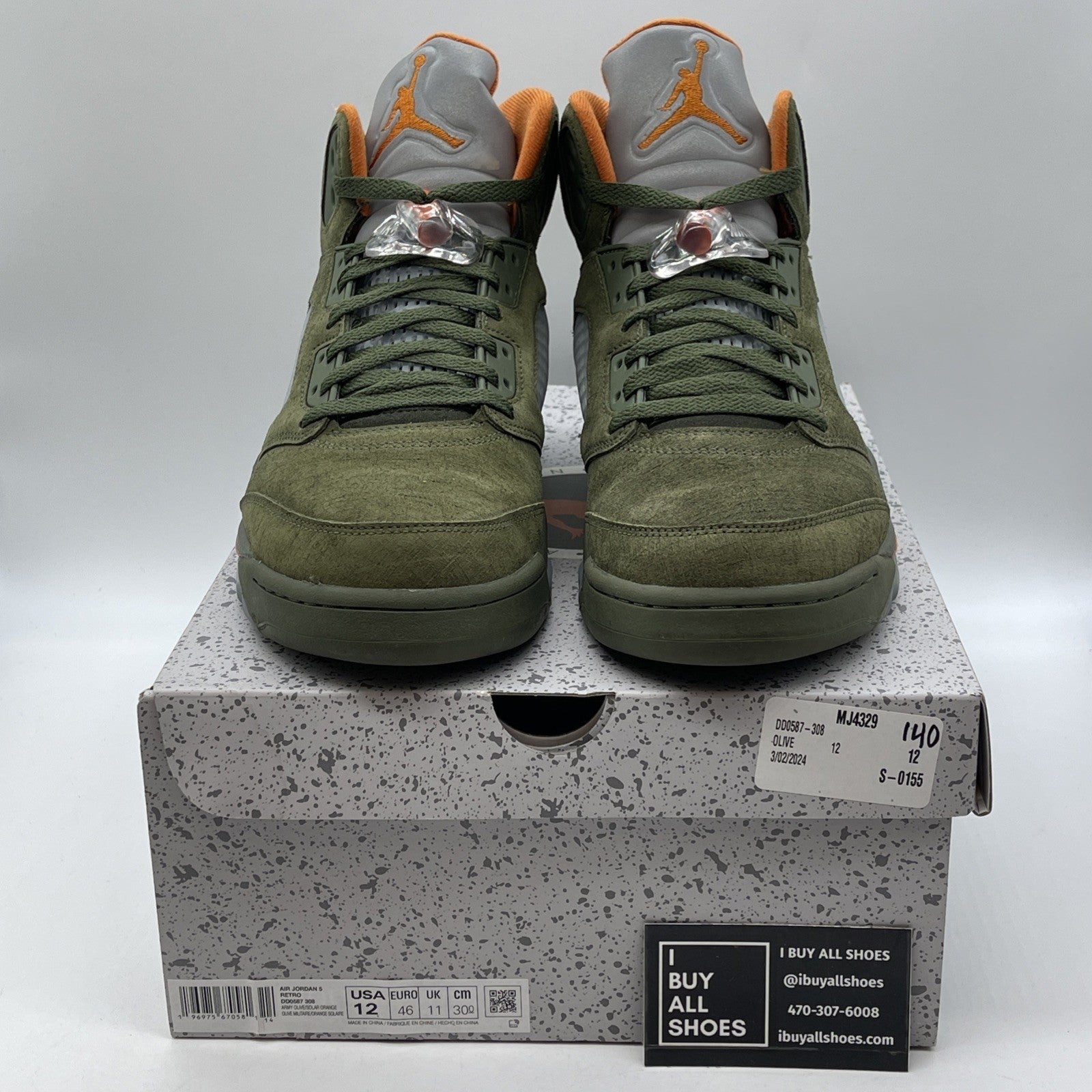 Size 12 - Air Jordan 5 Retro 2024 Olive Green Orange Suede (DD0587-308)