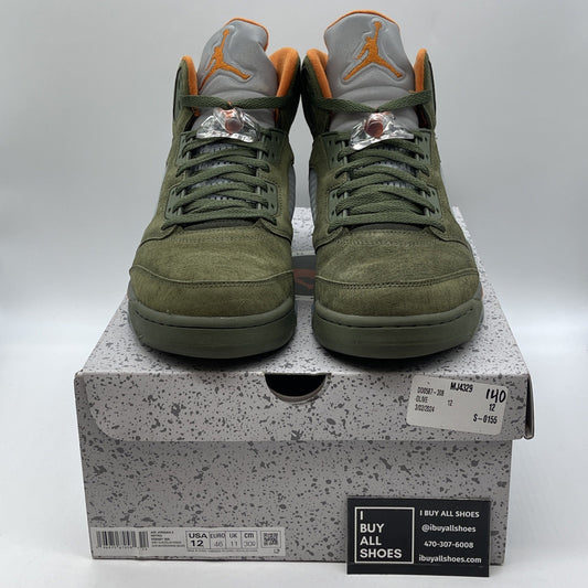 Size 12 - Air Jordan 5 Retro 2024 Olive Green Orange Suede (DD0587-308)