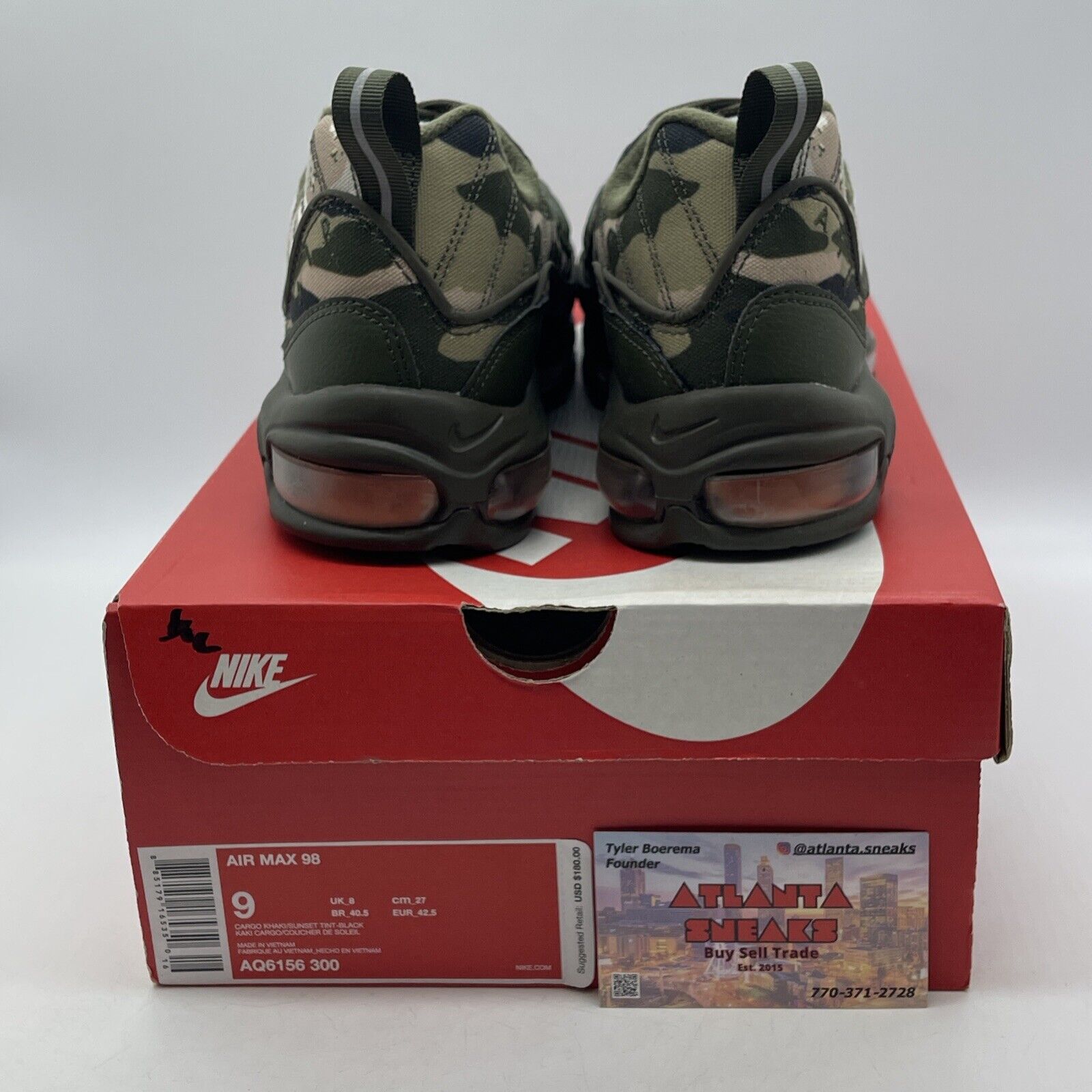 Size 9 - Nike Air Max 98 SE Floral Camo Green Black Brown Suede (AQ6156-300)