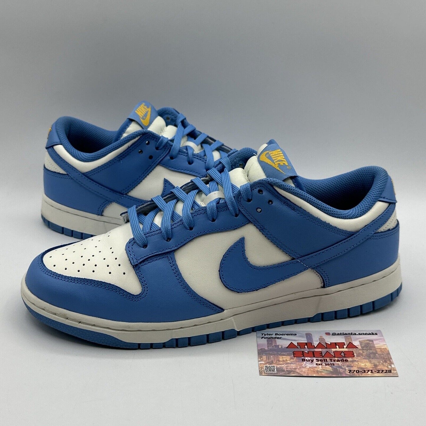 Size 11 W - Nike Dunk Low Coast 2021 University Blue Yellow Cream Leather Og