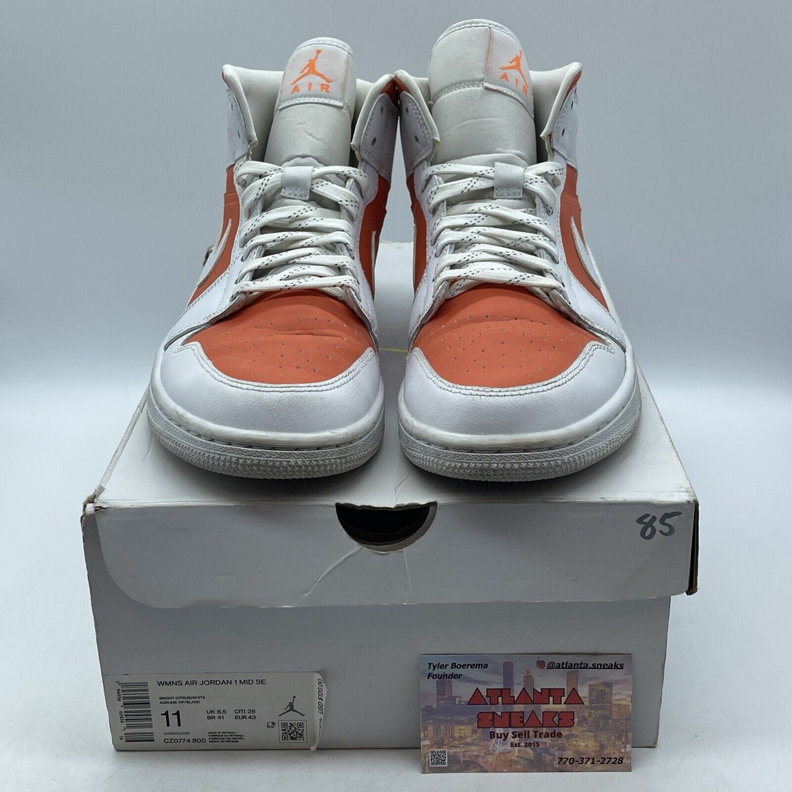 Size 10.5W- Air Jordan 1 SE Mid Bright Citrus Orange White Suede (CZ0774-800)