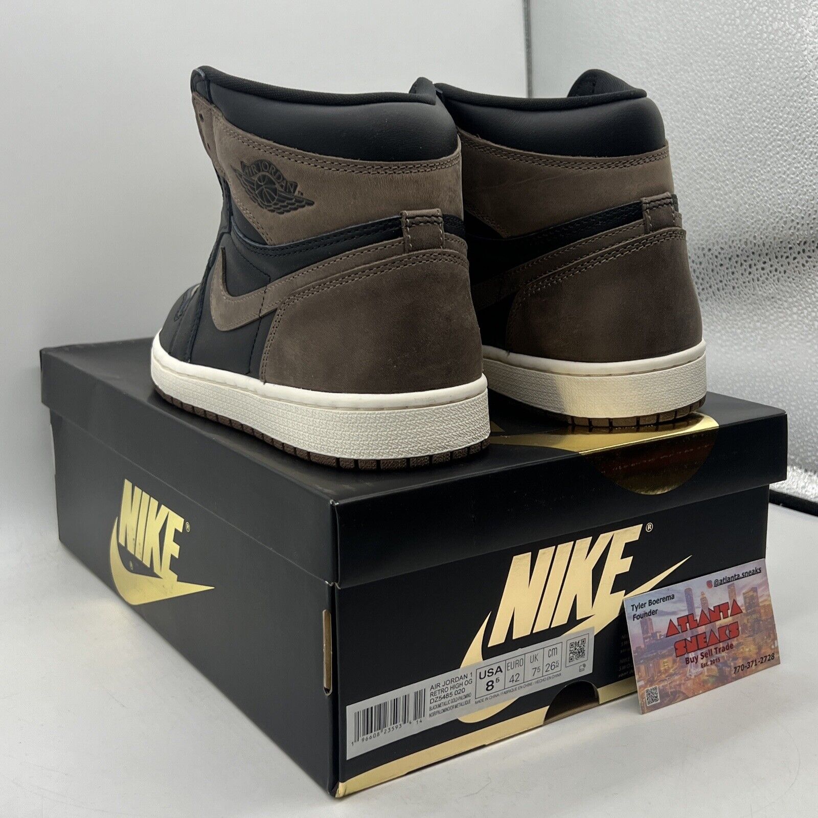 Size 8.5 - Jordan 1 Retro OG High Palomino Black Brown Leather Suede DZ5485-020