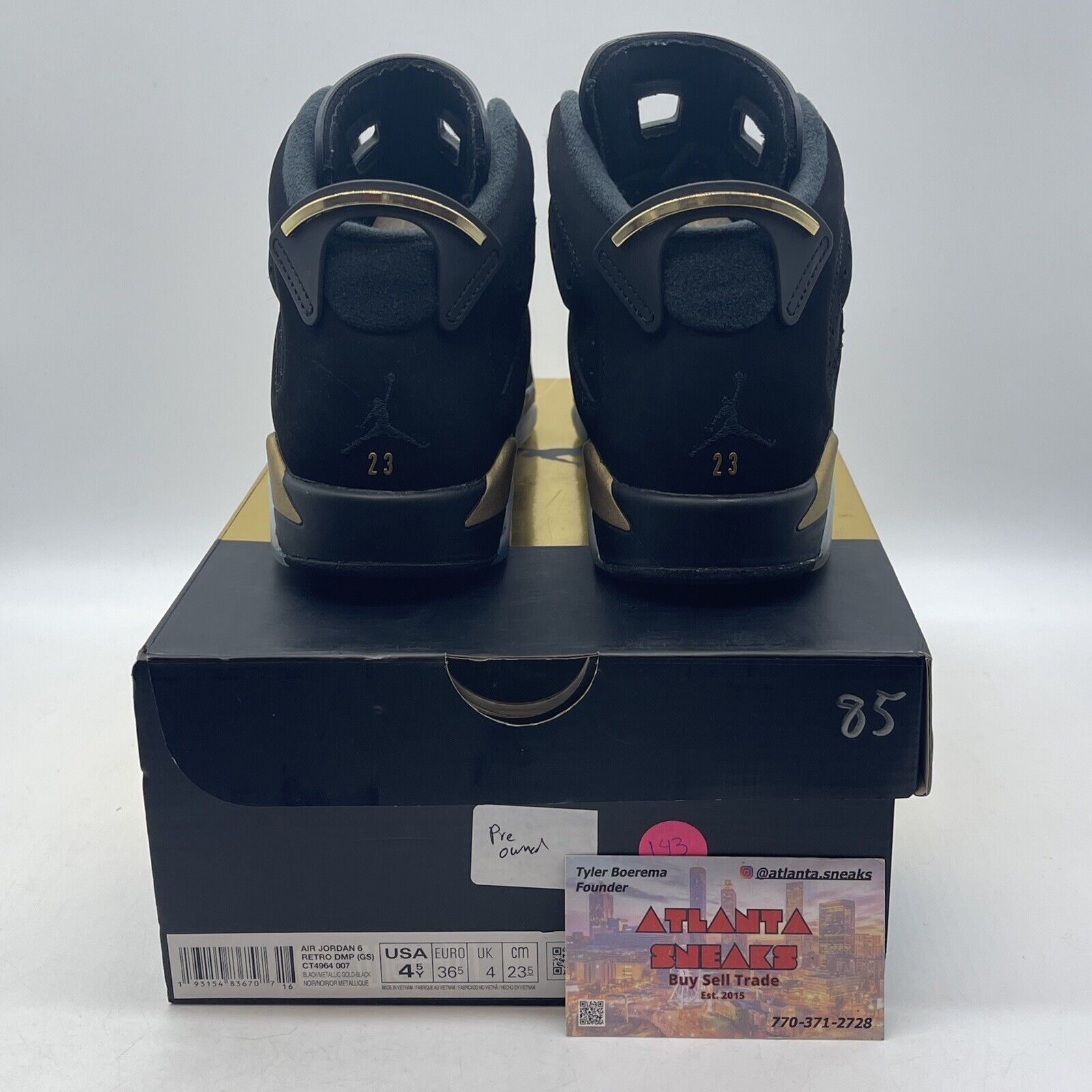Size 4.5Y - Jordan 6 Retro Defining Moments 2020 Black Gold (CT4964-007)
