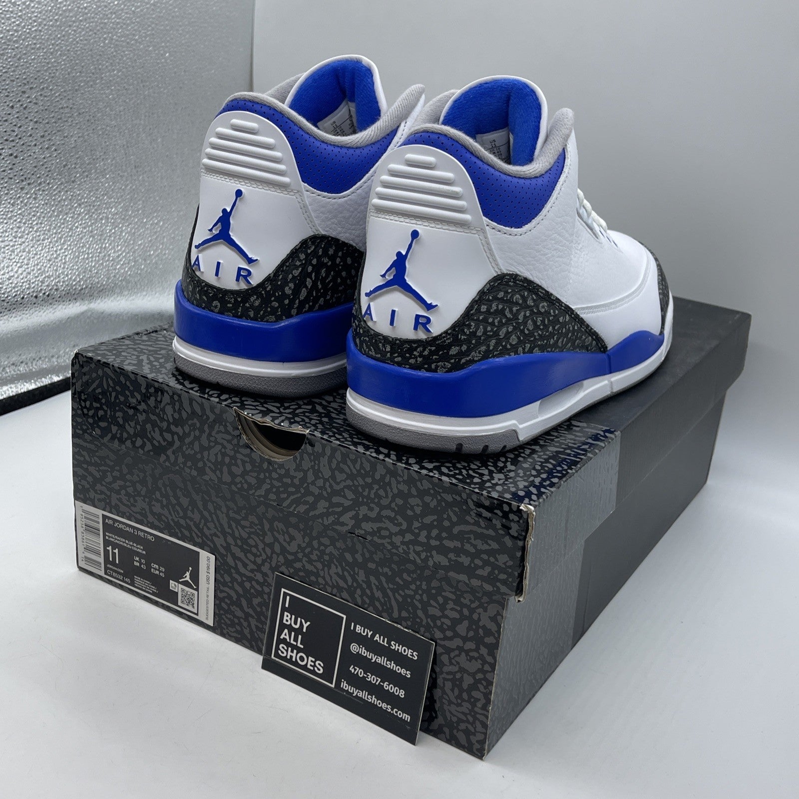 Size 11 - Air Jordan 3 Retro Mid Racer Blue Suede Leather (CT8532-145)