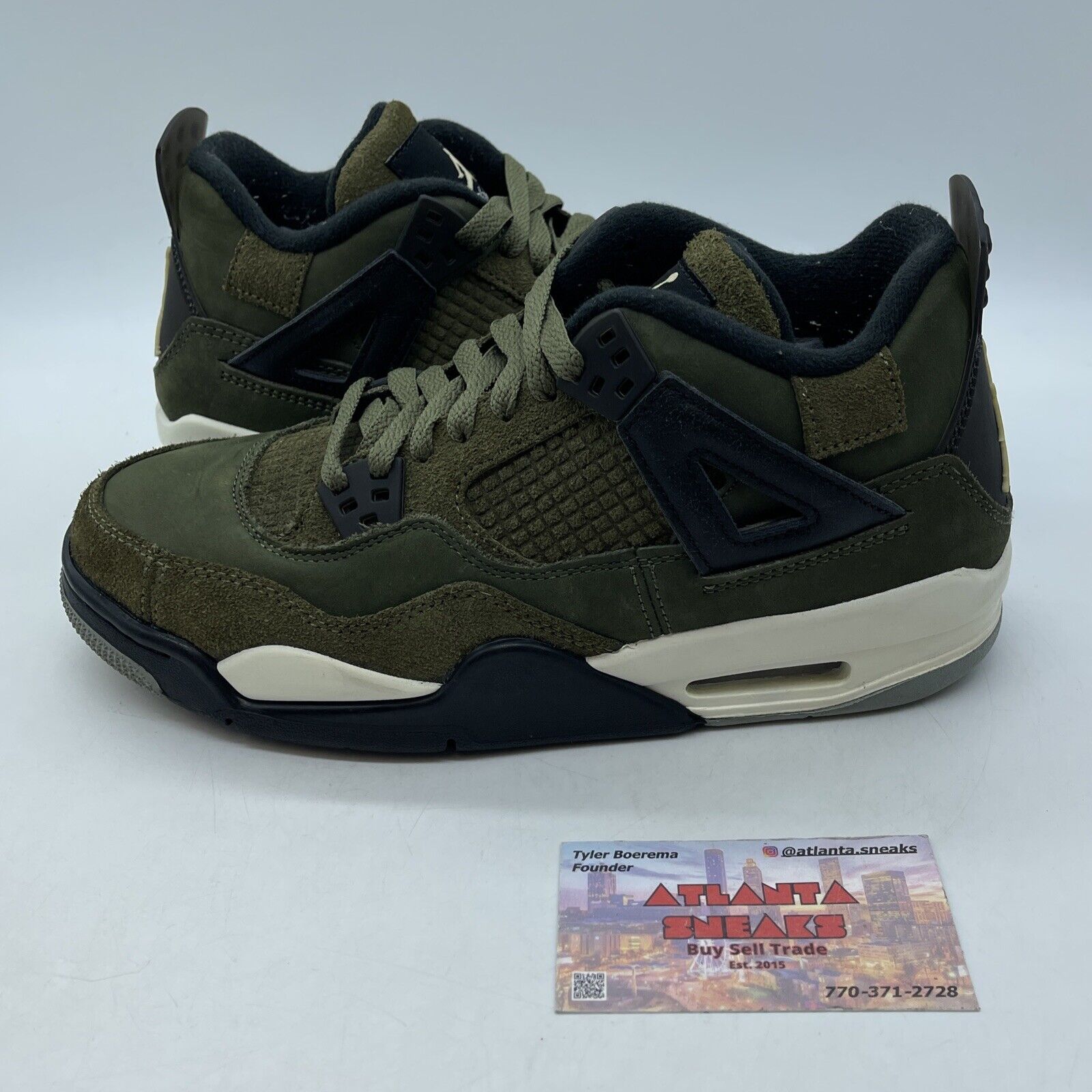 Size 7Y - Jordan 4 SE Retro Low Craft - Olive White Black Suede (FB9928-200)