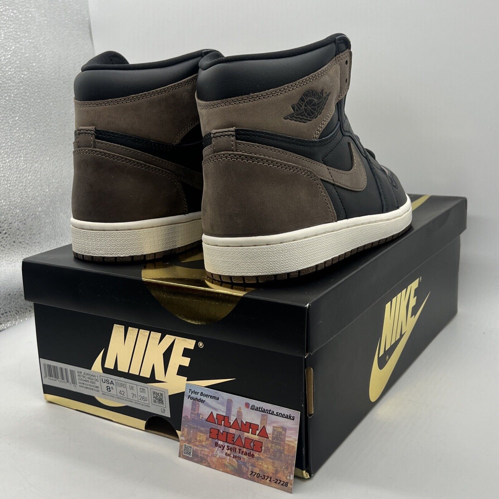 Size 8.5 - Jordan 1 Retro OG High Palomino Black Brown Leather Suede DZ5485-020