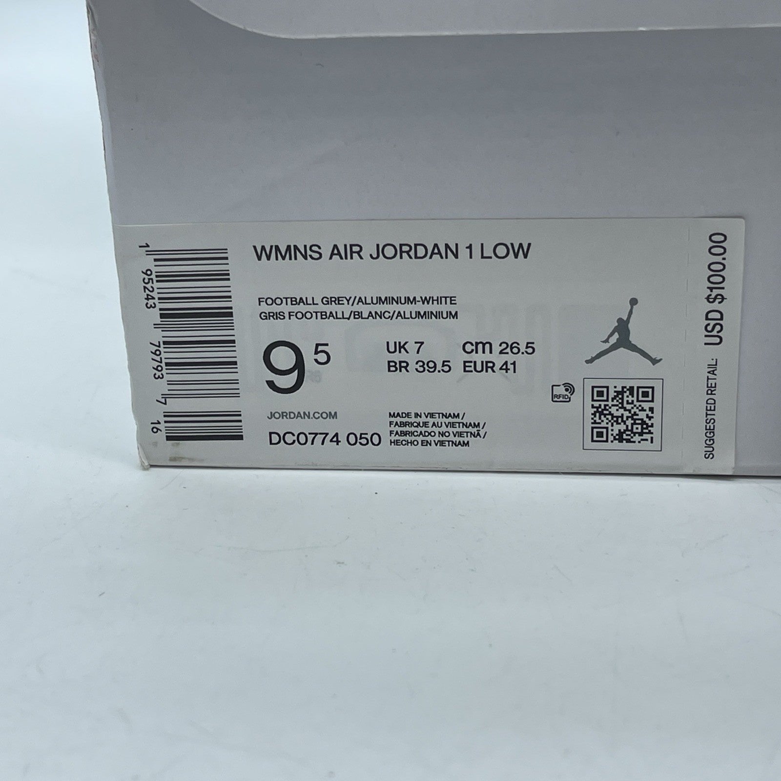 Size 9.5 - Air Jordan 1 Low 'Aluminum' Grey Blue Suede Leather (DC0774-050)