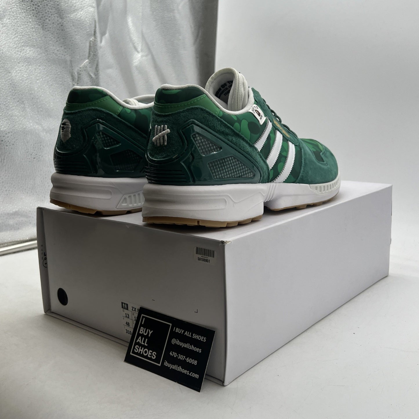 Size 13 - Adidas BAPE x Undefeated x ZX 8000 A-ZX Series - Green Camo (FY8851)