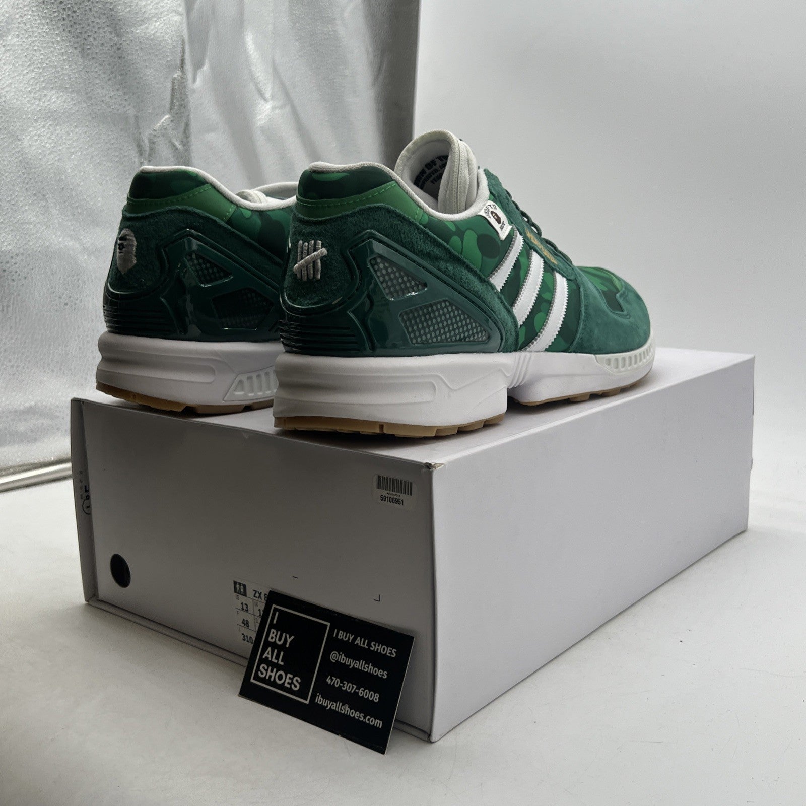 Size 13 - Adidas BAPE x Undefeated x ZX 8000 A-ZX Series - Green Camo (FY8851)