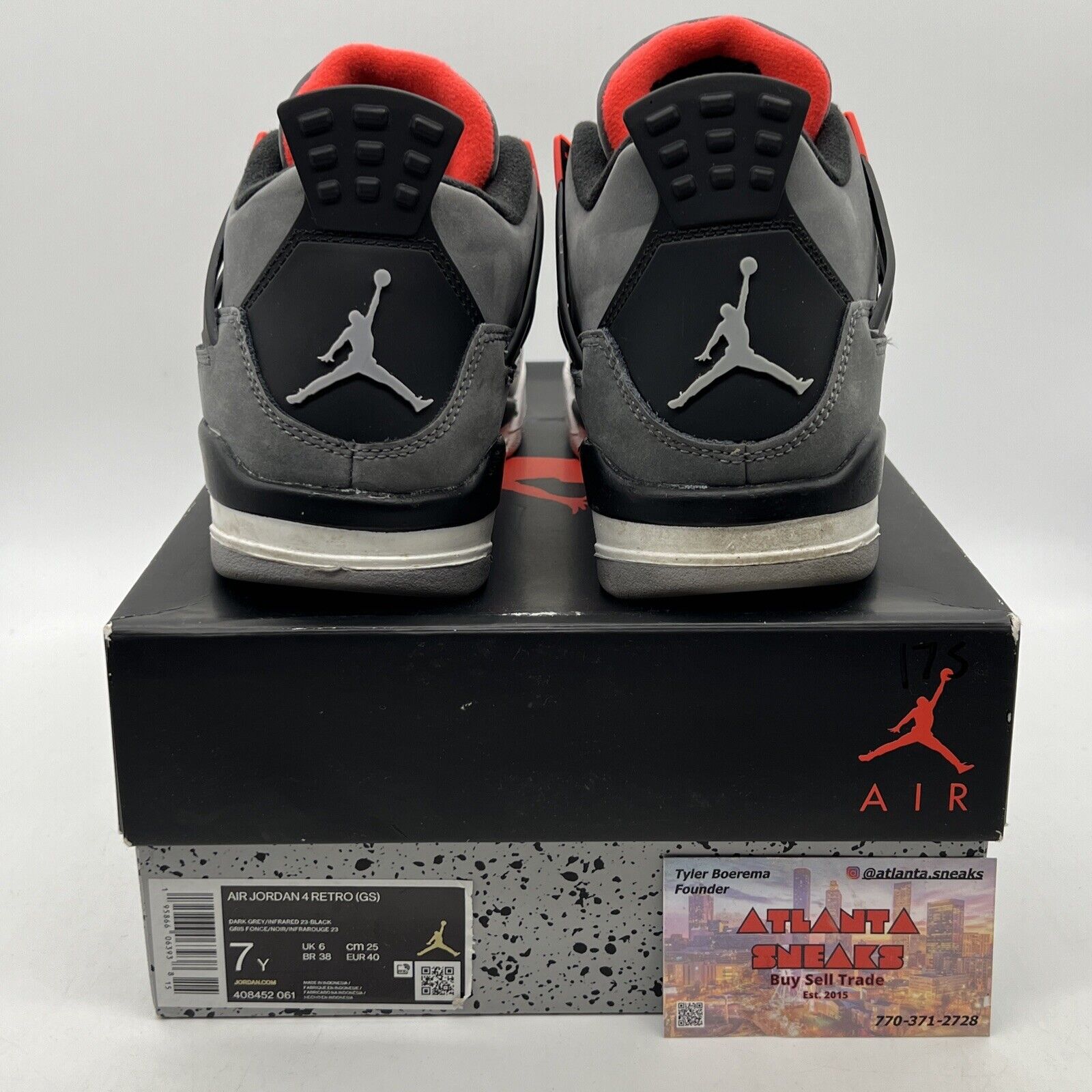 Size 7 - Jordan 4 Infrared 2022 Grey Black Red Suede (408452-061)