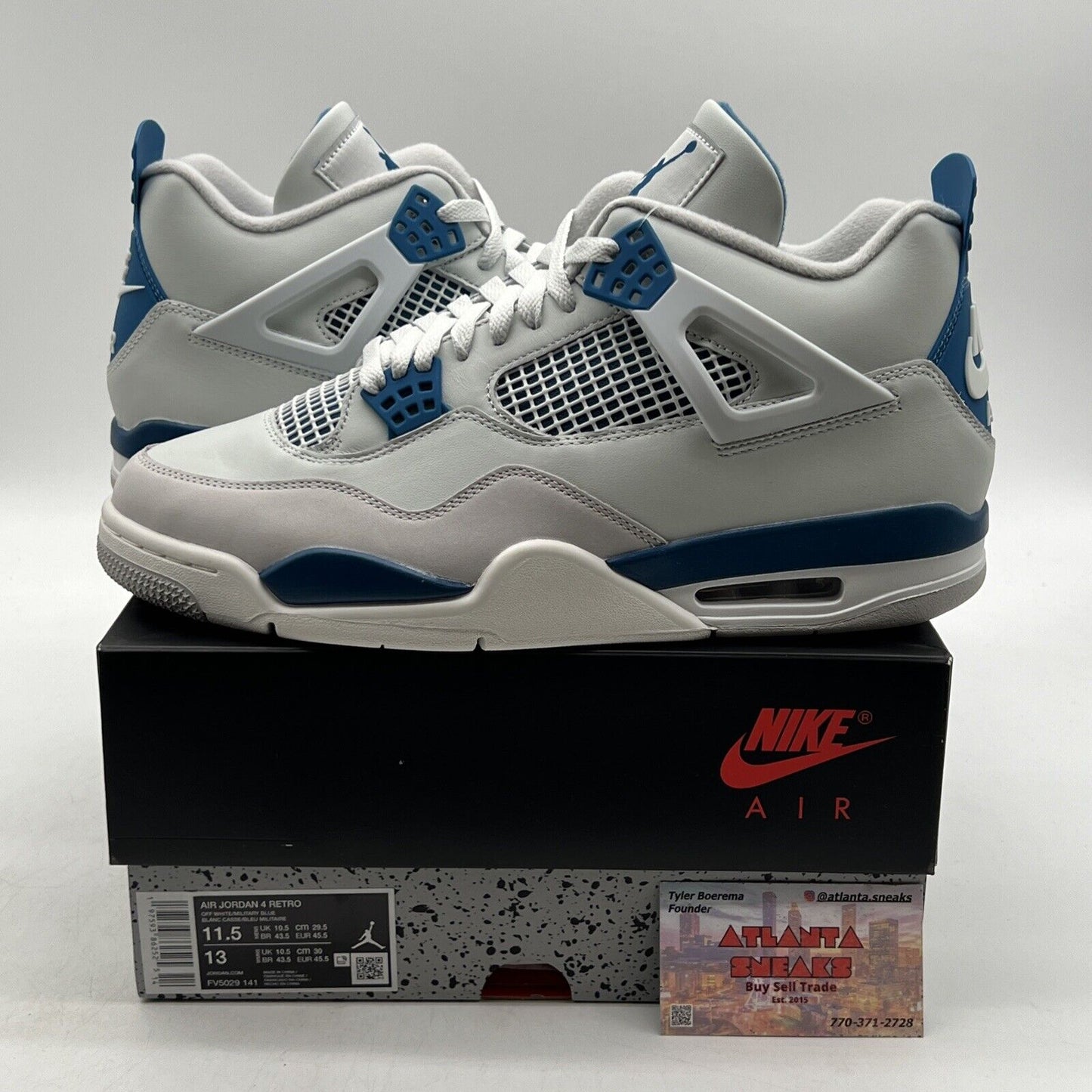 Size 11.5 - Air Jordan 4 Retro 2024 Military Blue White Leather  (FV5029-141)