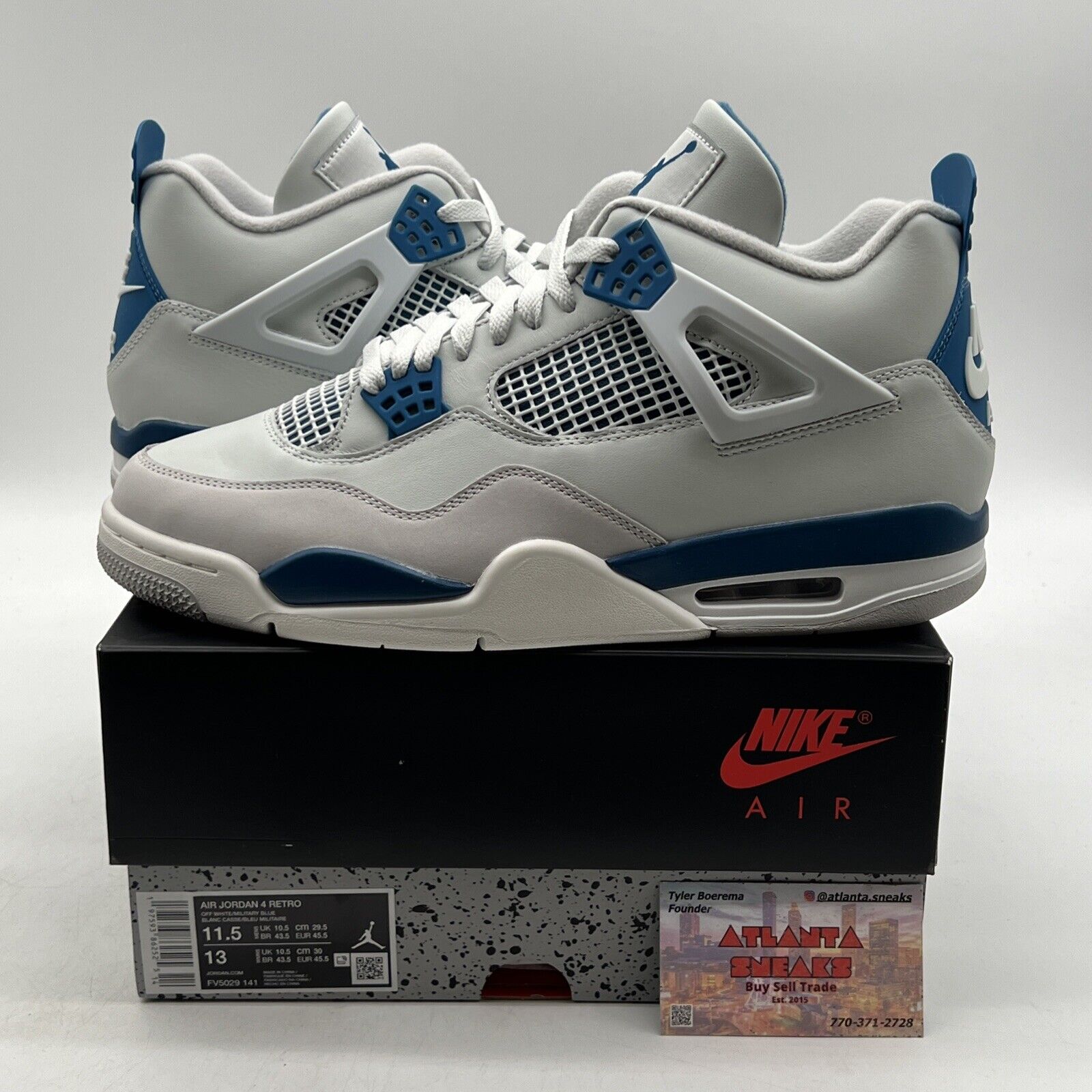 Size 11.5 - Air Jordan 4 Retro 2024 Military Blue White Leather  (FV5029-141)