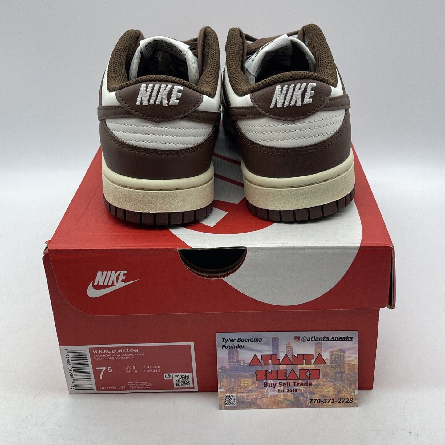 Size 7.5W - Nike Dunk Low Cacao Wow Brown White Leather (DD1503-124)