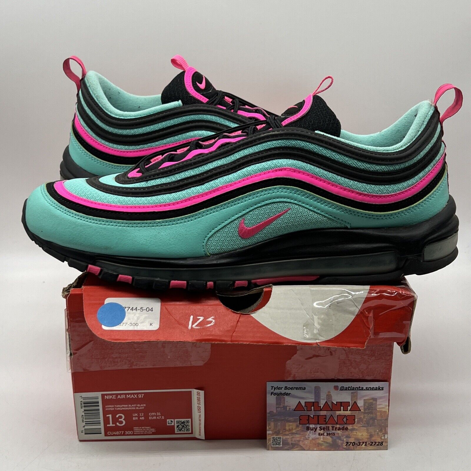 Size 13 - Nike Air Max 97 Hyper Turquoise Pink Leather