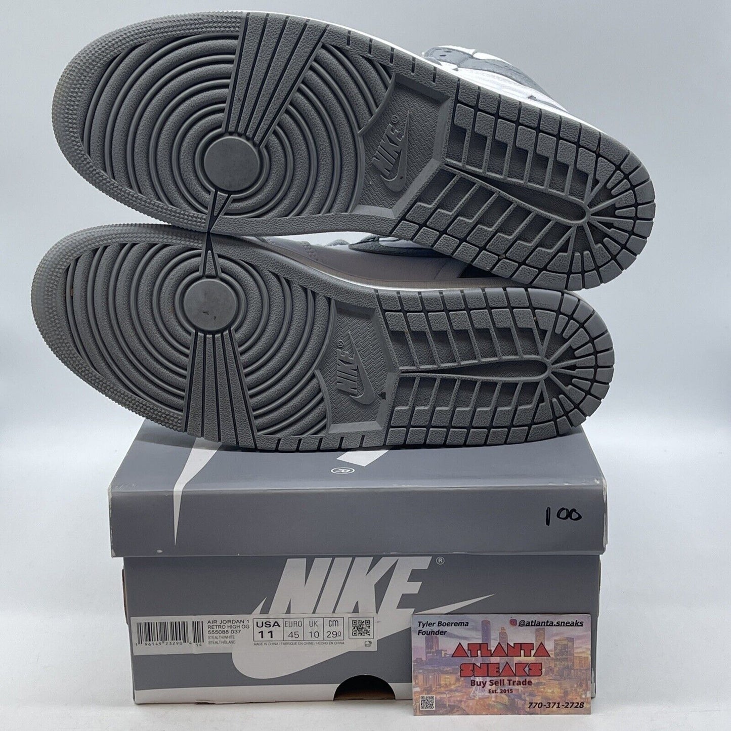 Size 11 - Jordan 1 Retro High OG Stealth Grey White Leather (555088-037)