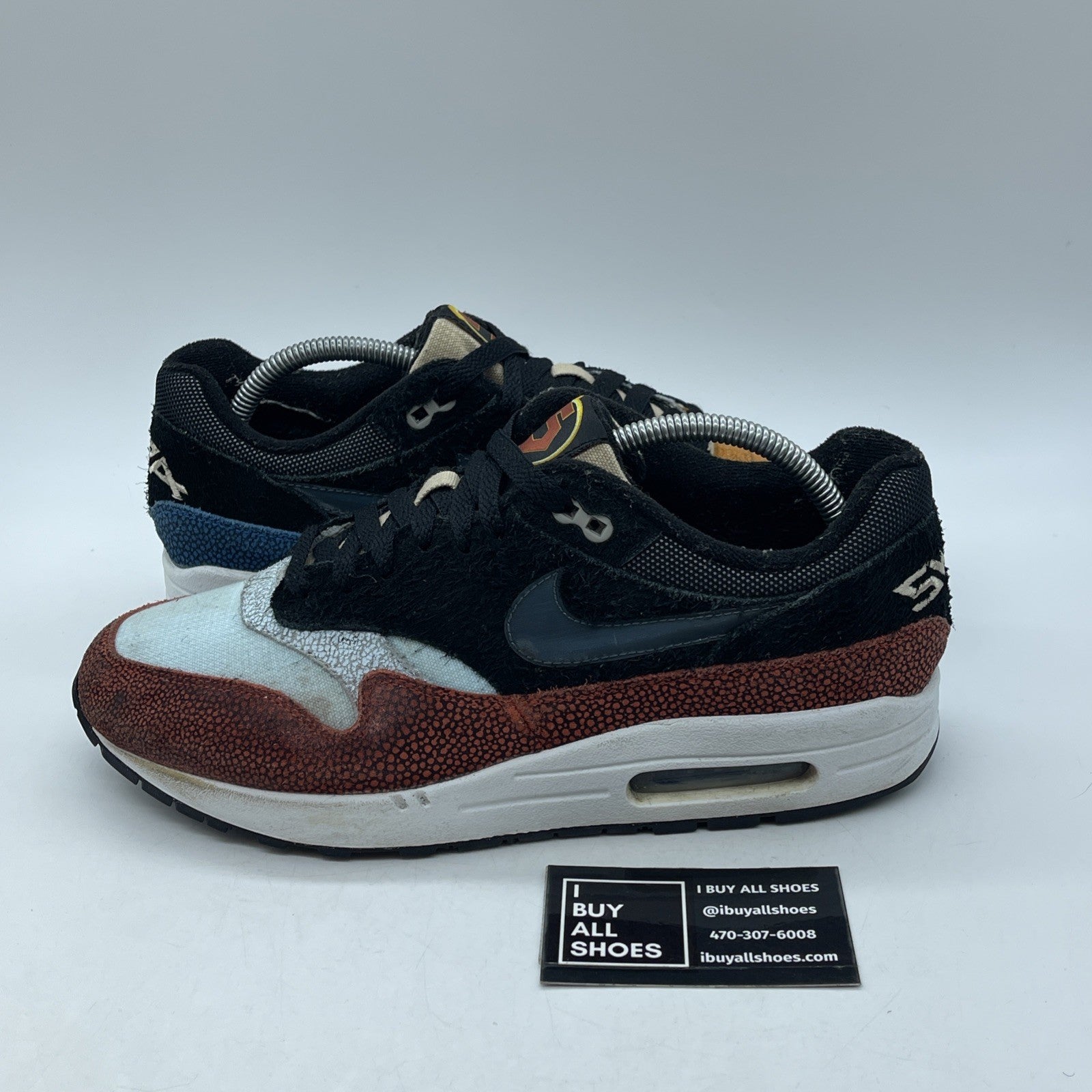 Size 9.5 - Nike De'Aaron Fox x Air Max 1 Swipa Black Blue Red (CJ9746-001)