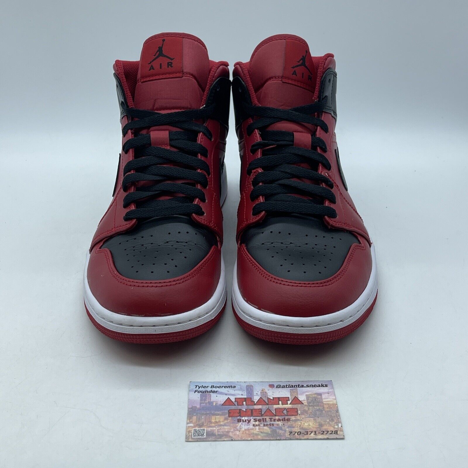 Size 9.5 - Jordan 1 Mid Reverse Bred Red White Black Leather (554724-660)