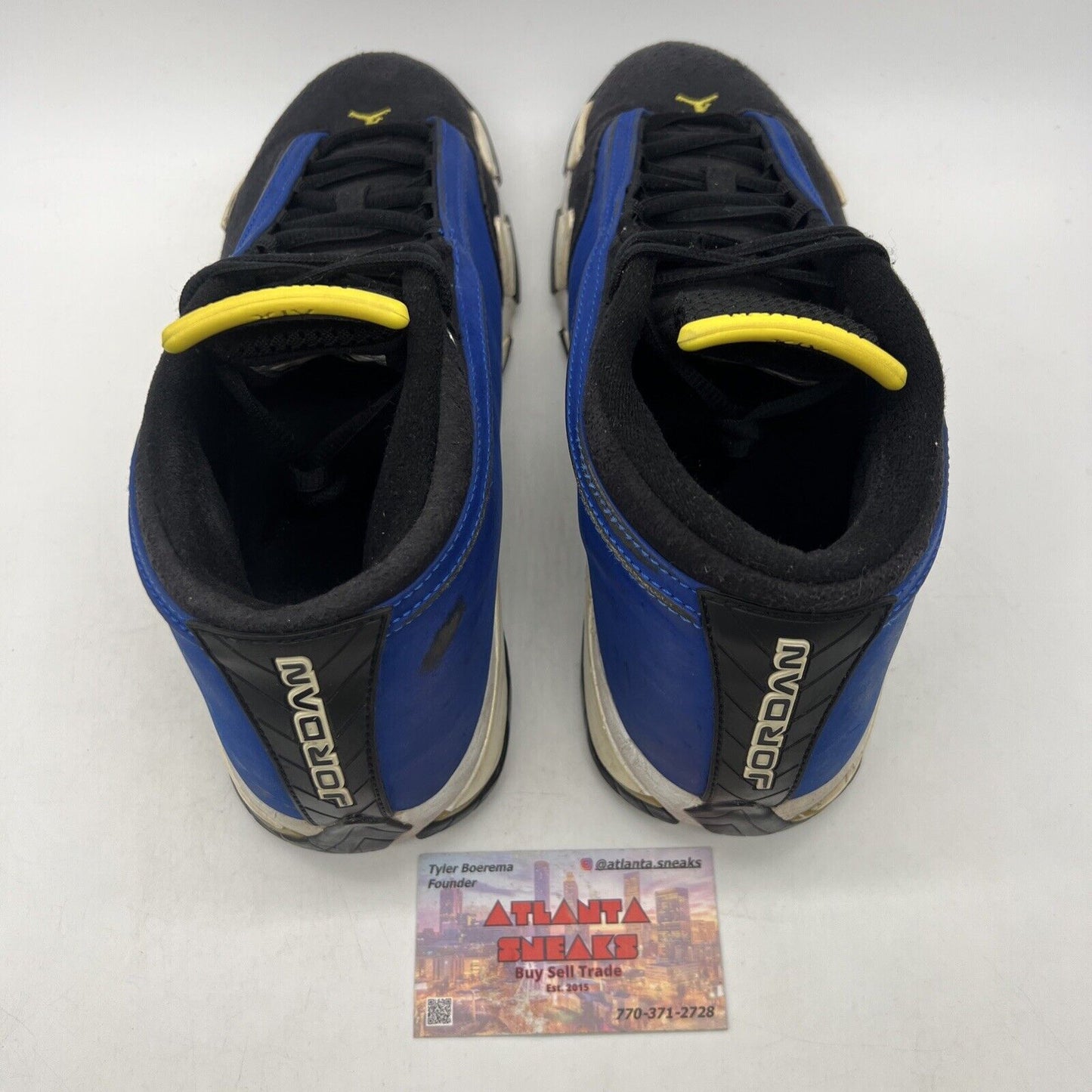 Size 10.5 - Air Jordan 14 Retro 2015 Low Laney Blue Yellow Black (807511-405)