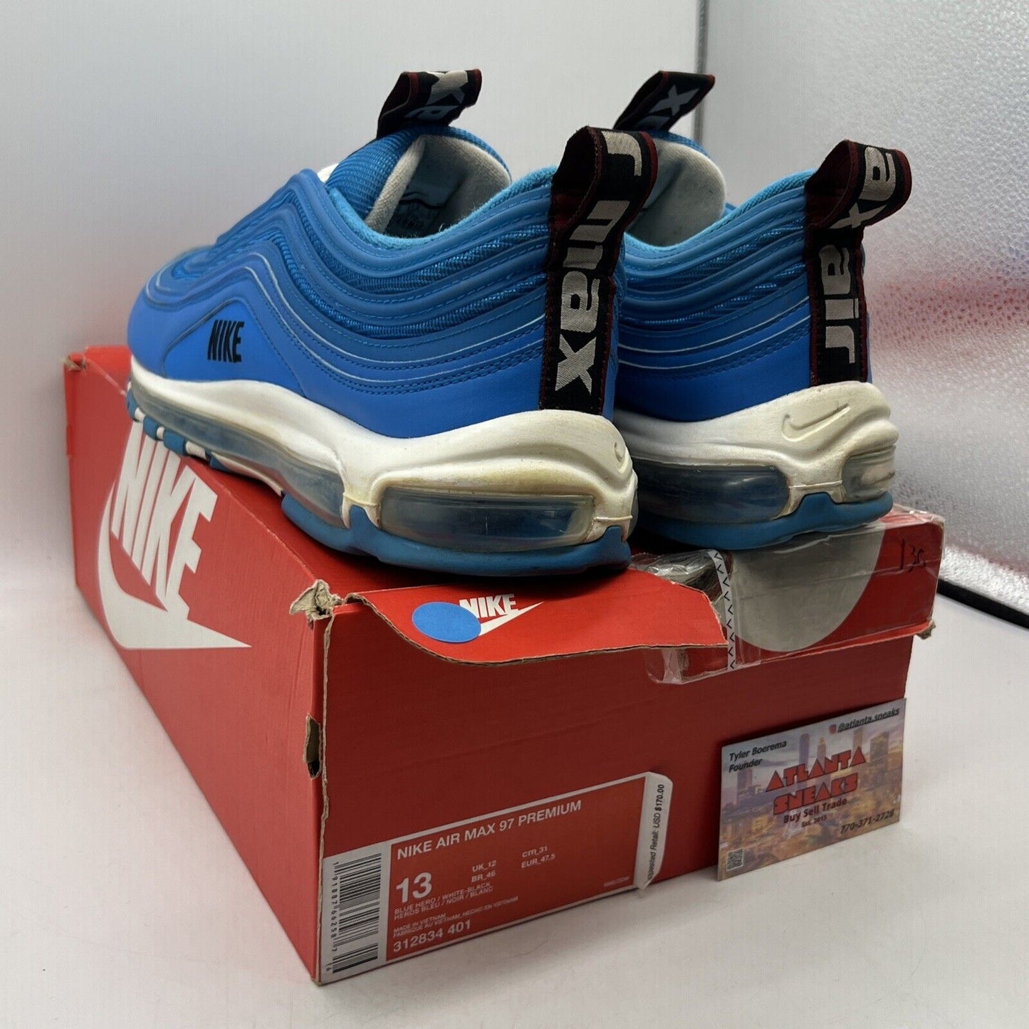 Size 13 - Nike Air Max 97 Blue Hero Black White Red (312834-401)