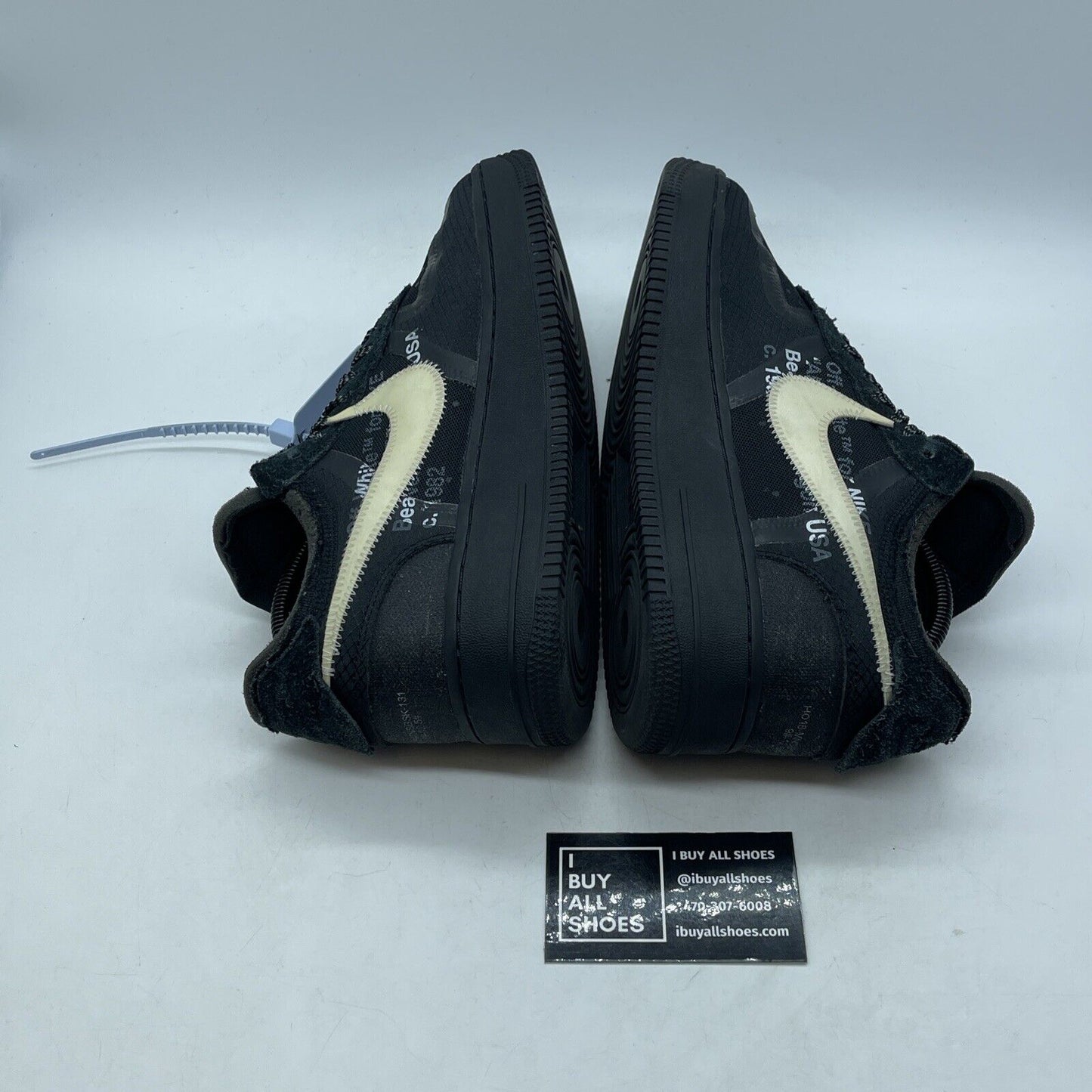 Size 9 - Nike Air Force 1 Low x OFF-WHITE Black 2018 Suede Leather (AO4606-001)