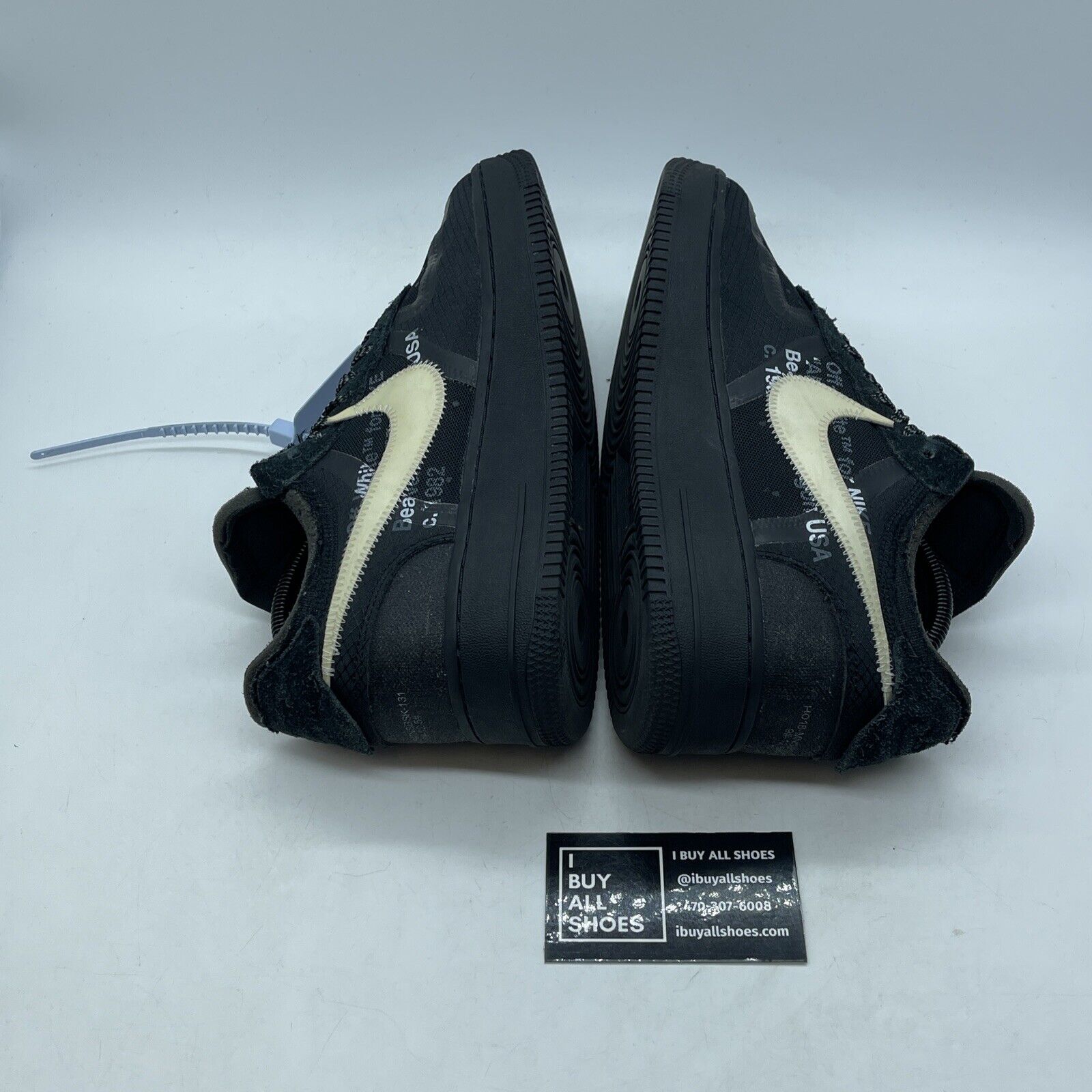 Size 9 - Nike Air Force 1 Low x OFF-WHITE Black 2018 Suede Leather (AO4606-001)