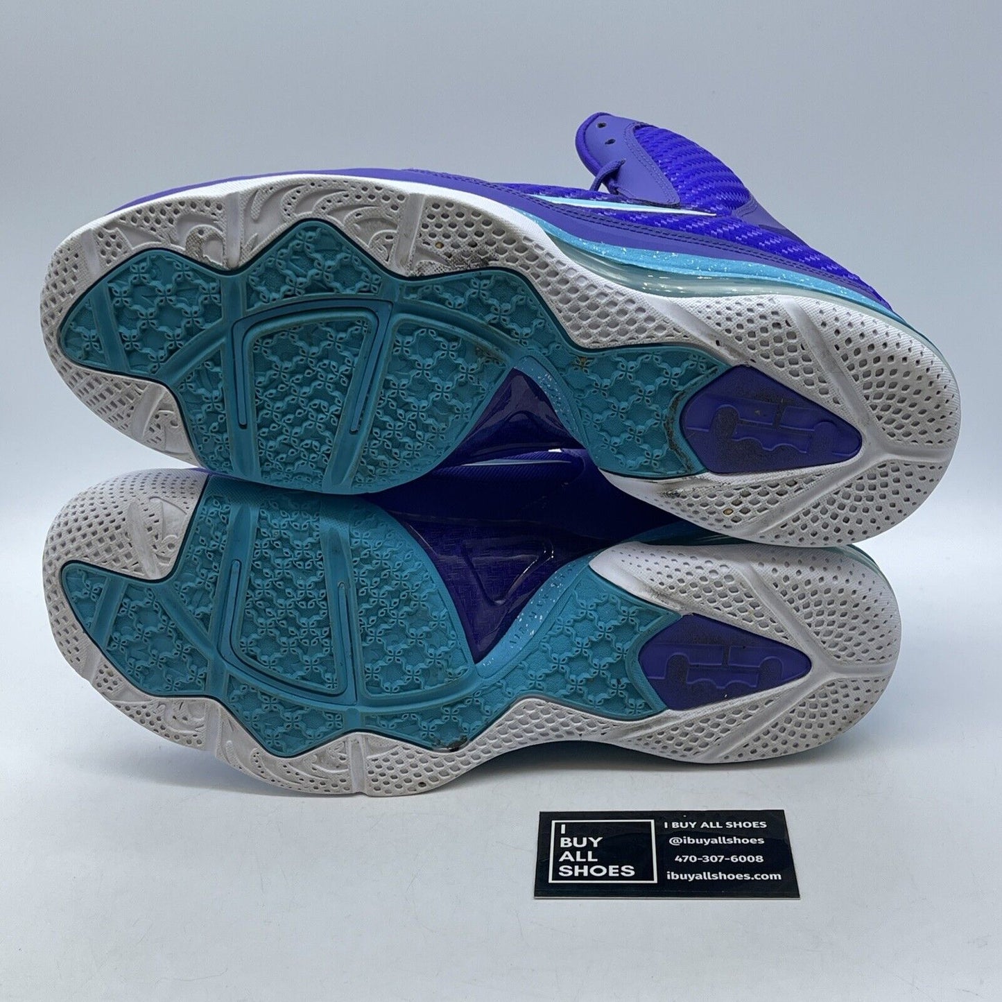Size 13 - Nike LeBron 9 Summit Lake Hornets Purple Blue White (469764-500)