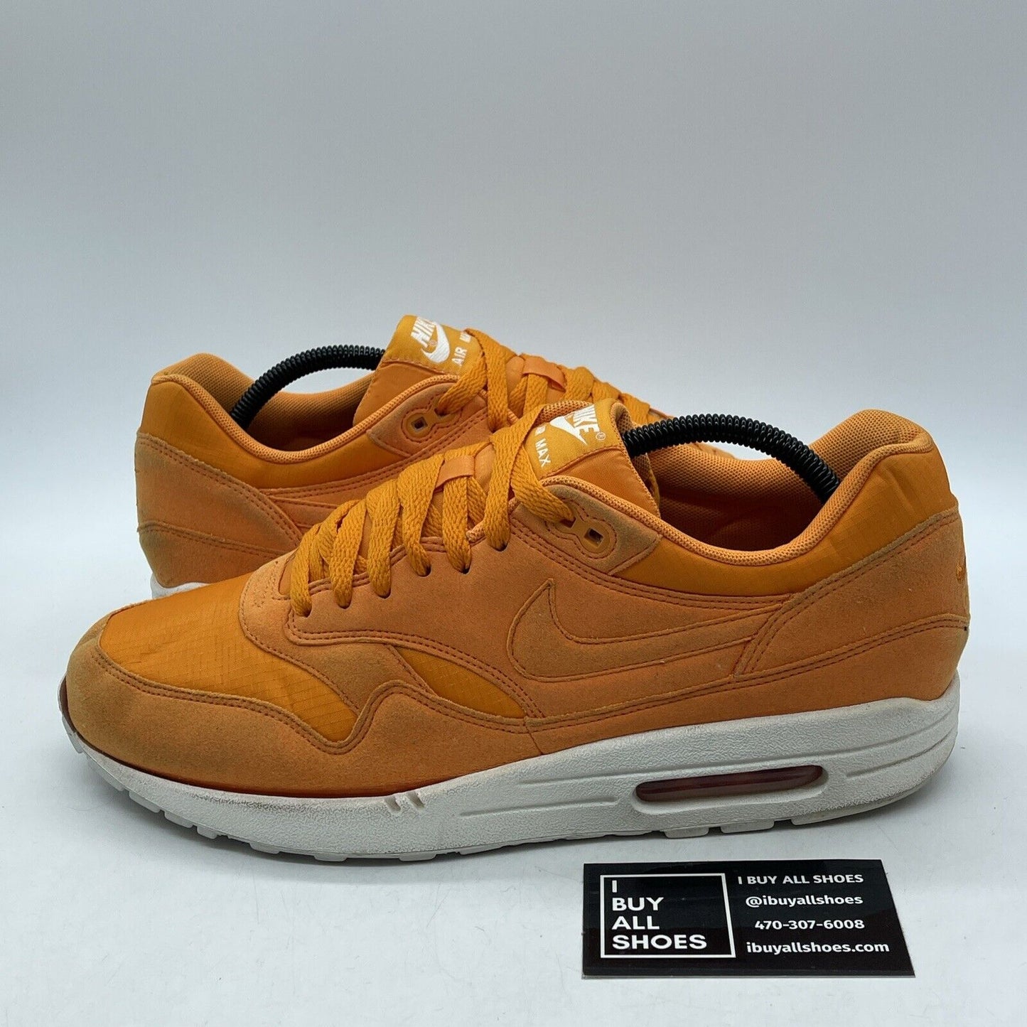 Size 10.5 - Nike Air Max 1 Ripstop Pack Mandarin Orange Suede (308866-808)