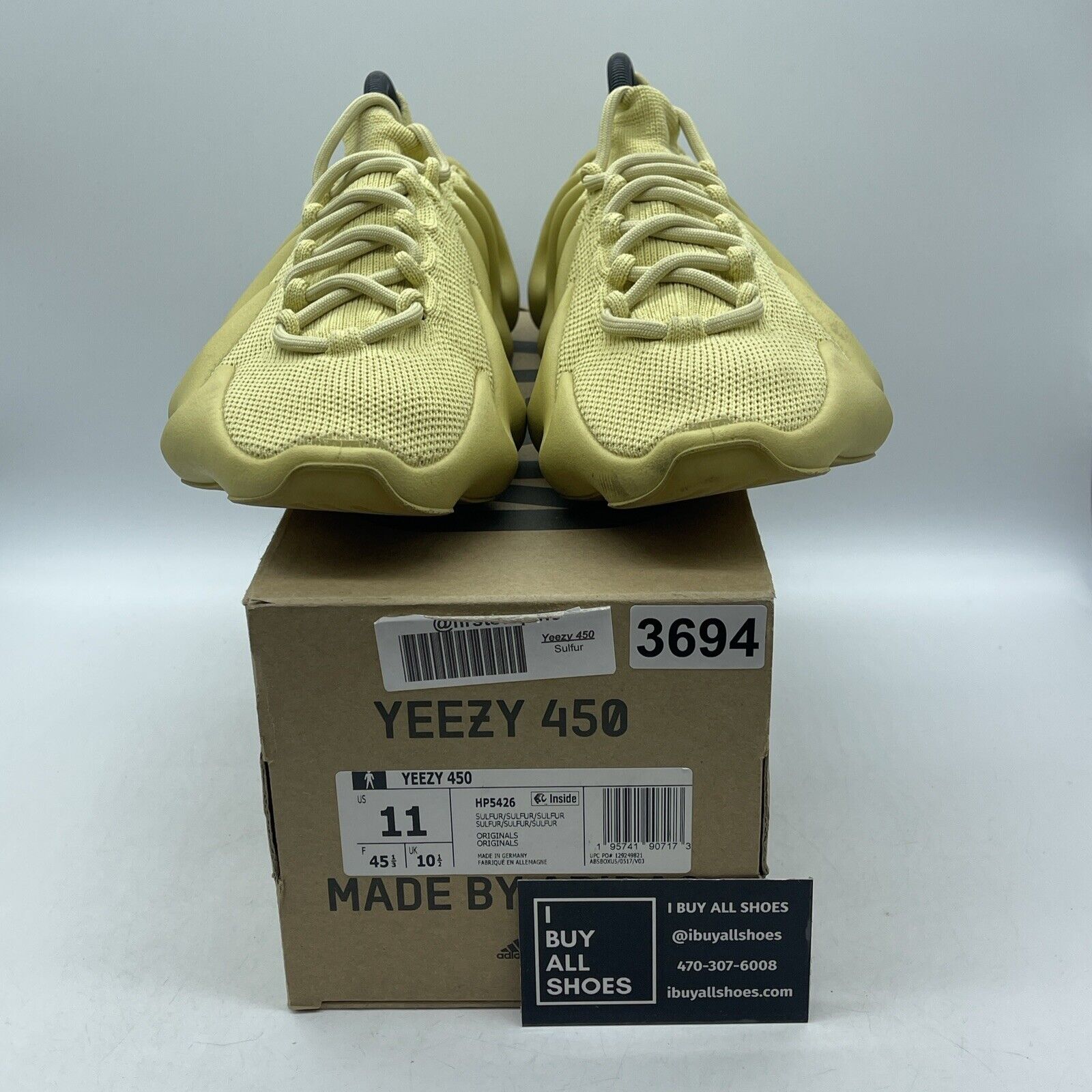 Size 11 - adidas Yeezy 450 Sulfur Yellow Suede (HP5426)