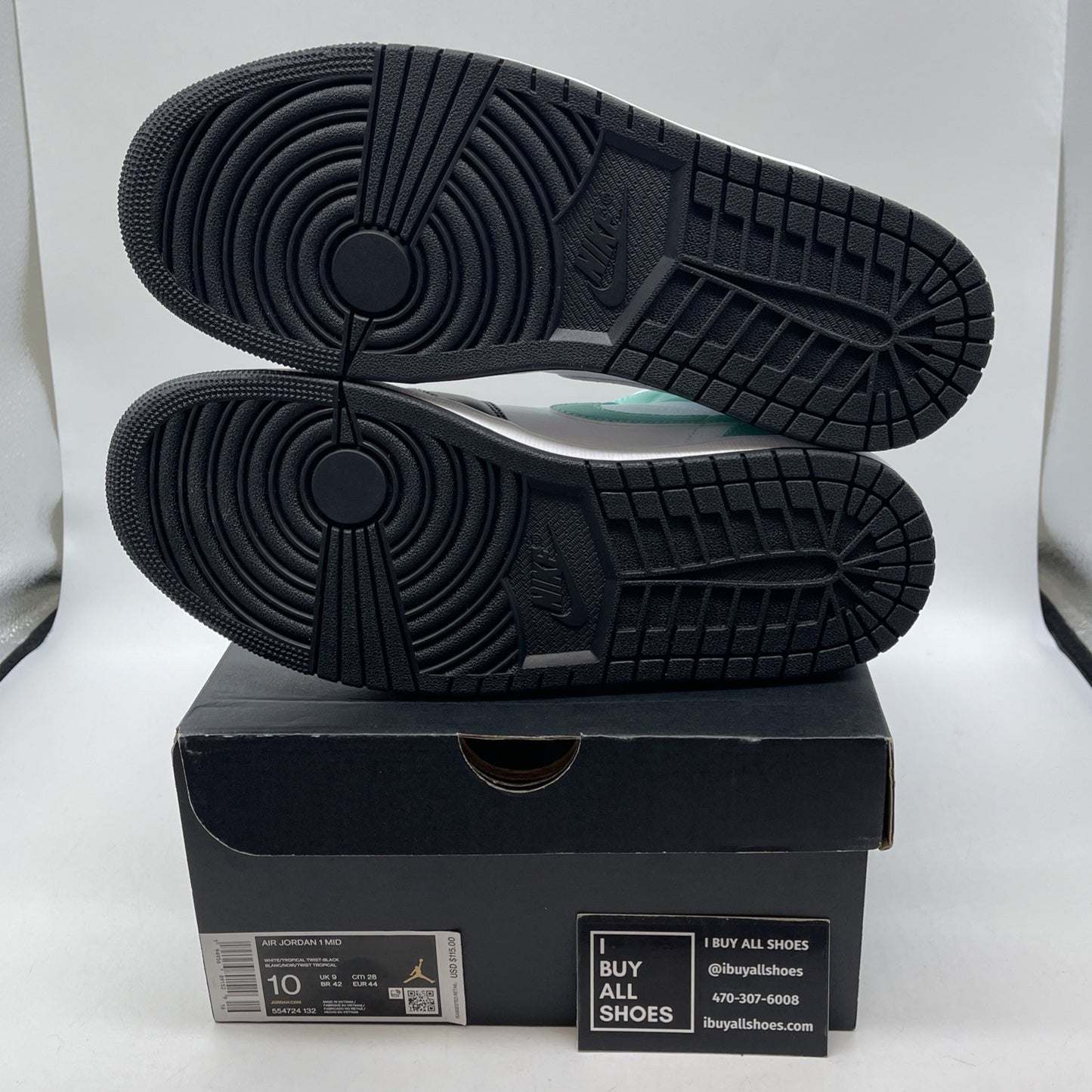 Size 10 - Air Jordan 1 Mid Tropical Twist White Blue Leather (554724-132)
