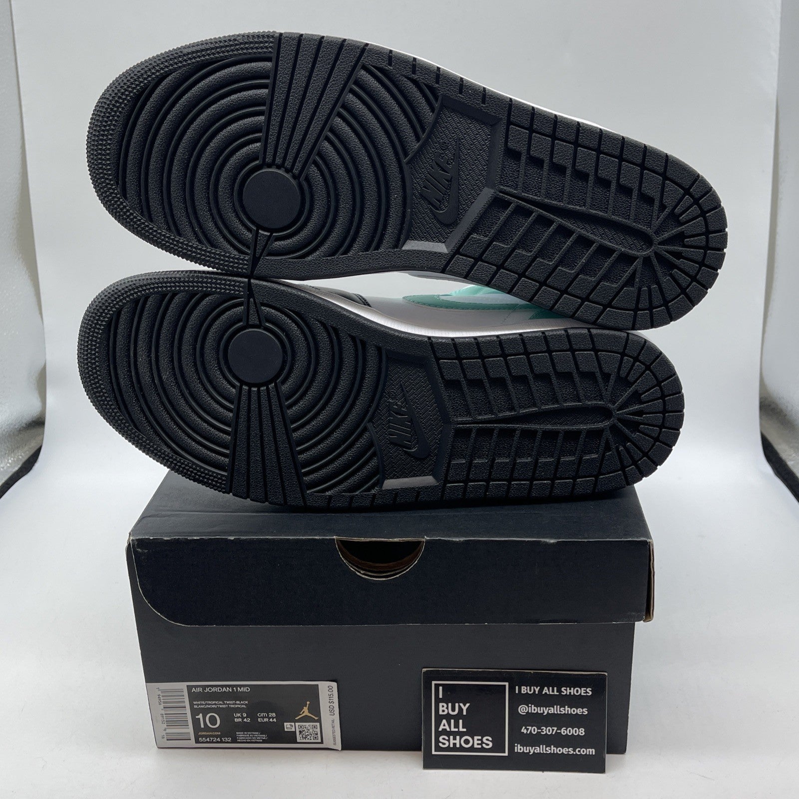 Size 10 - Air Jordan 1 Mid Tropical Twist White Blue Leather (554724-132)