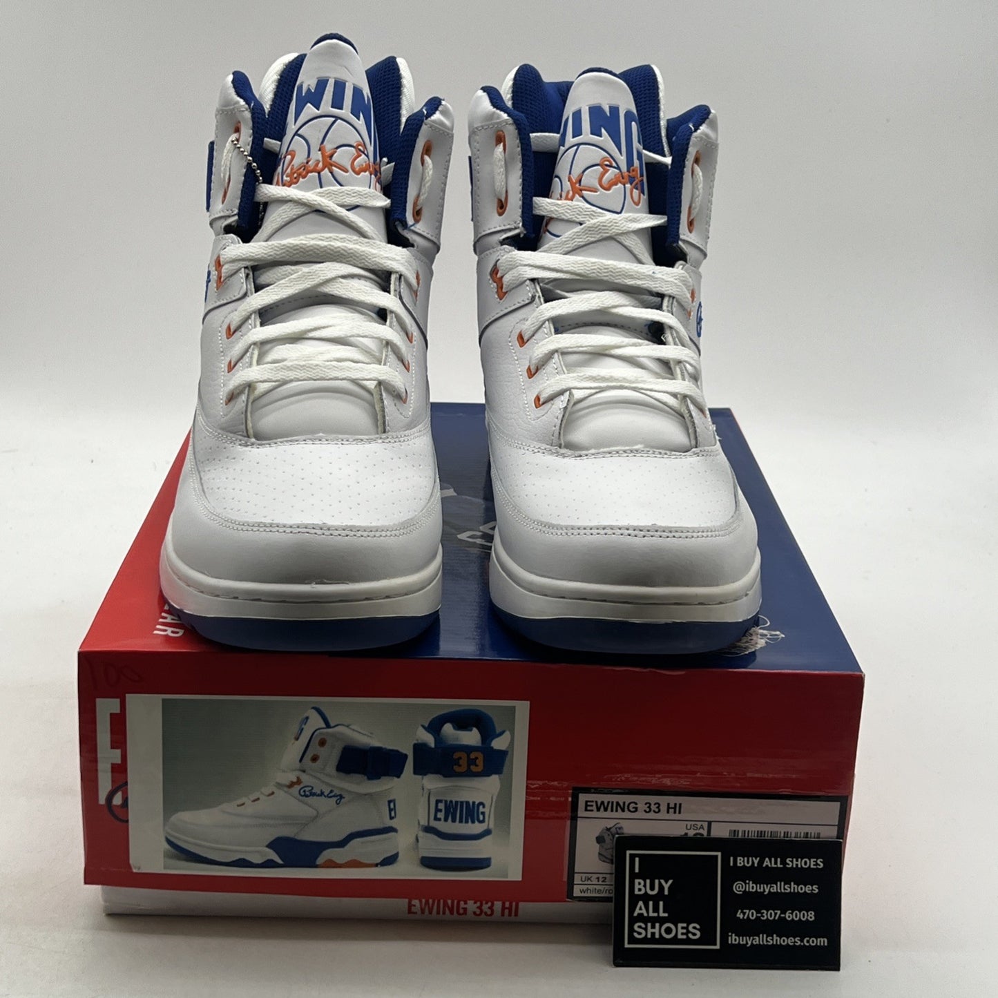Size 13 - Patrick Ewing 33 Hi White Royal Orange (1VB90014-136)