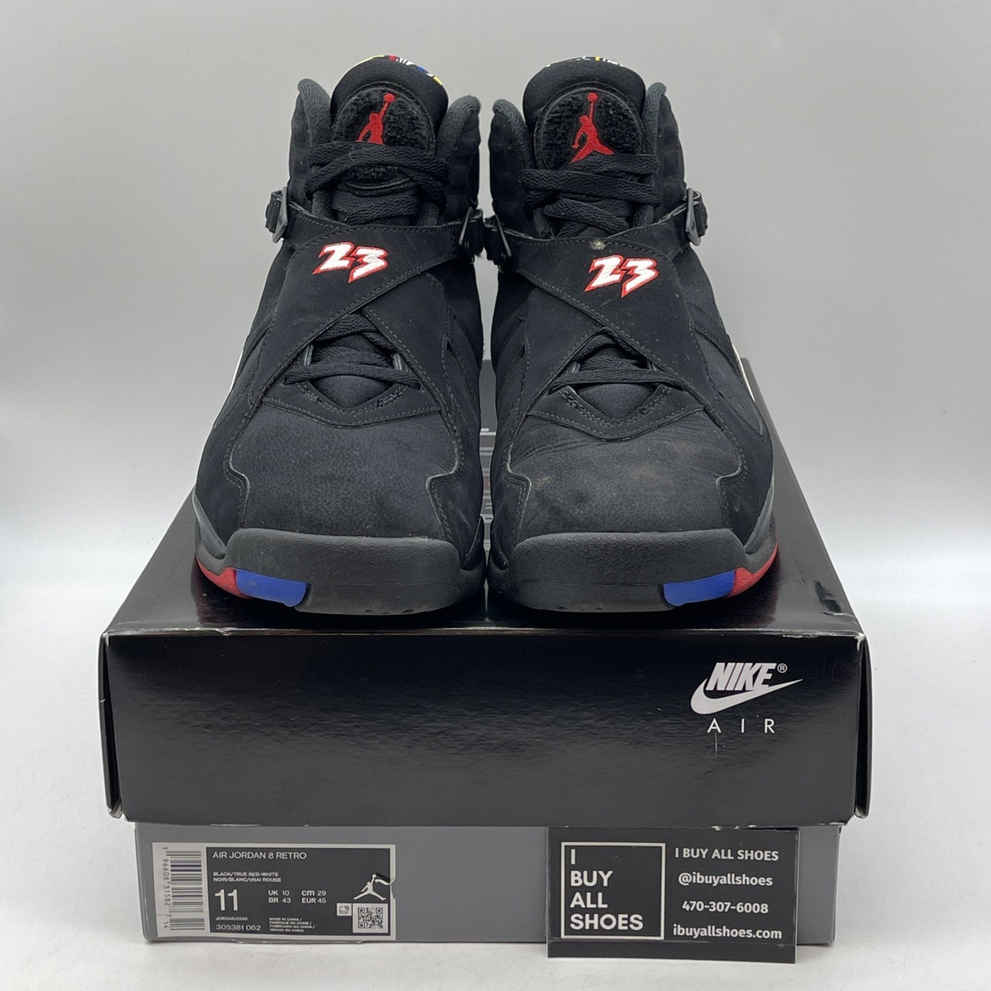 Size 11 - Jordan 8 Retro Mid Playoff Black Red White Suede (305381-062)