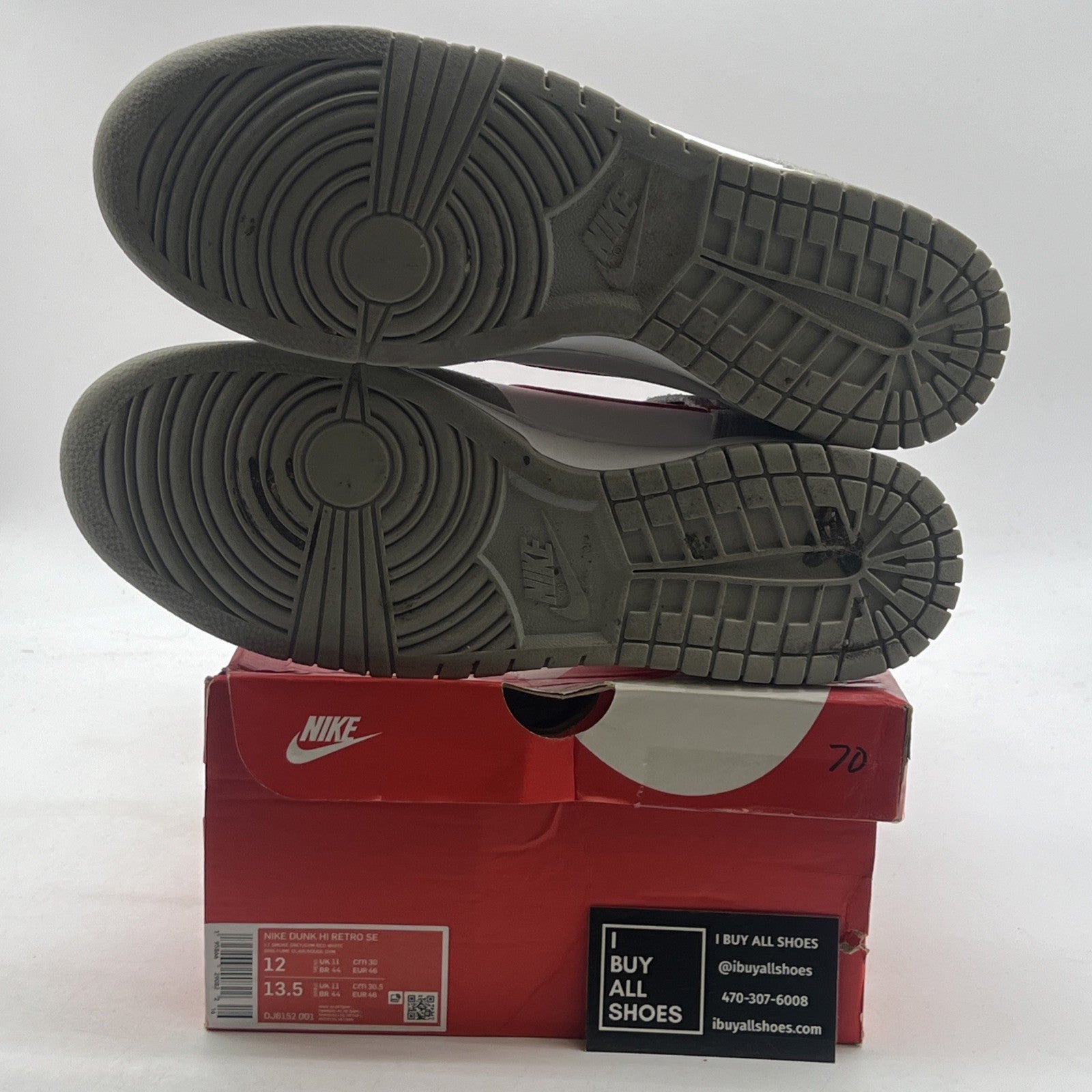 Size 12 - Nike Dunk SE High Athletic Club Light Smoke Grey Gym Red (DJ6152-001)