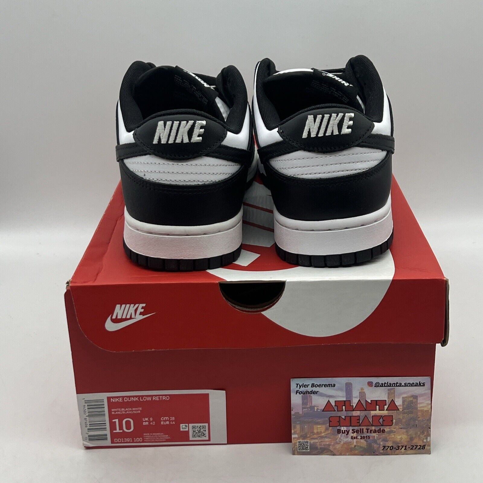 Size 10 - Nike Dunk Low Black White Brand New Og All