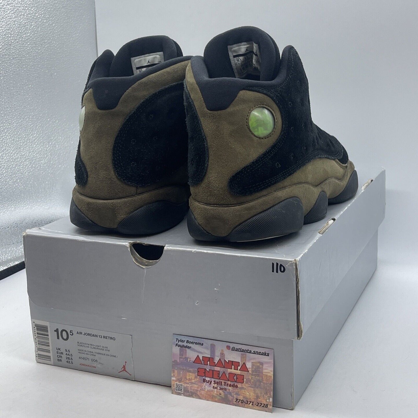 Size 10.5 - Air Jordan 13 Retro Olive Green Black Suede Leather (414571-006)
