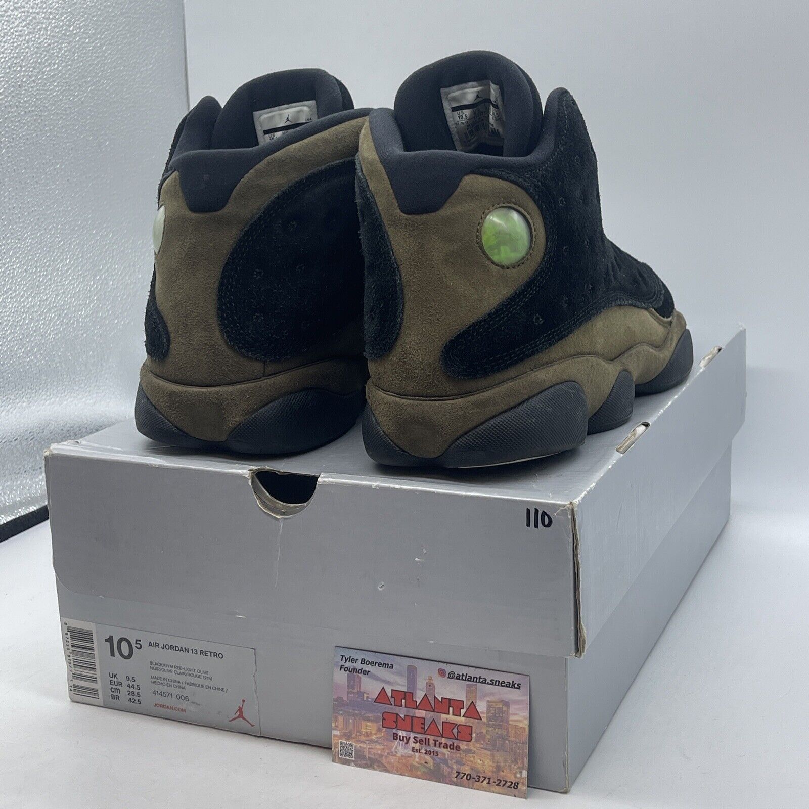 Size 10.5 - Air Jordan 13 Retro Olive Green Black Suede Leather (414571-006)