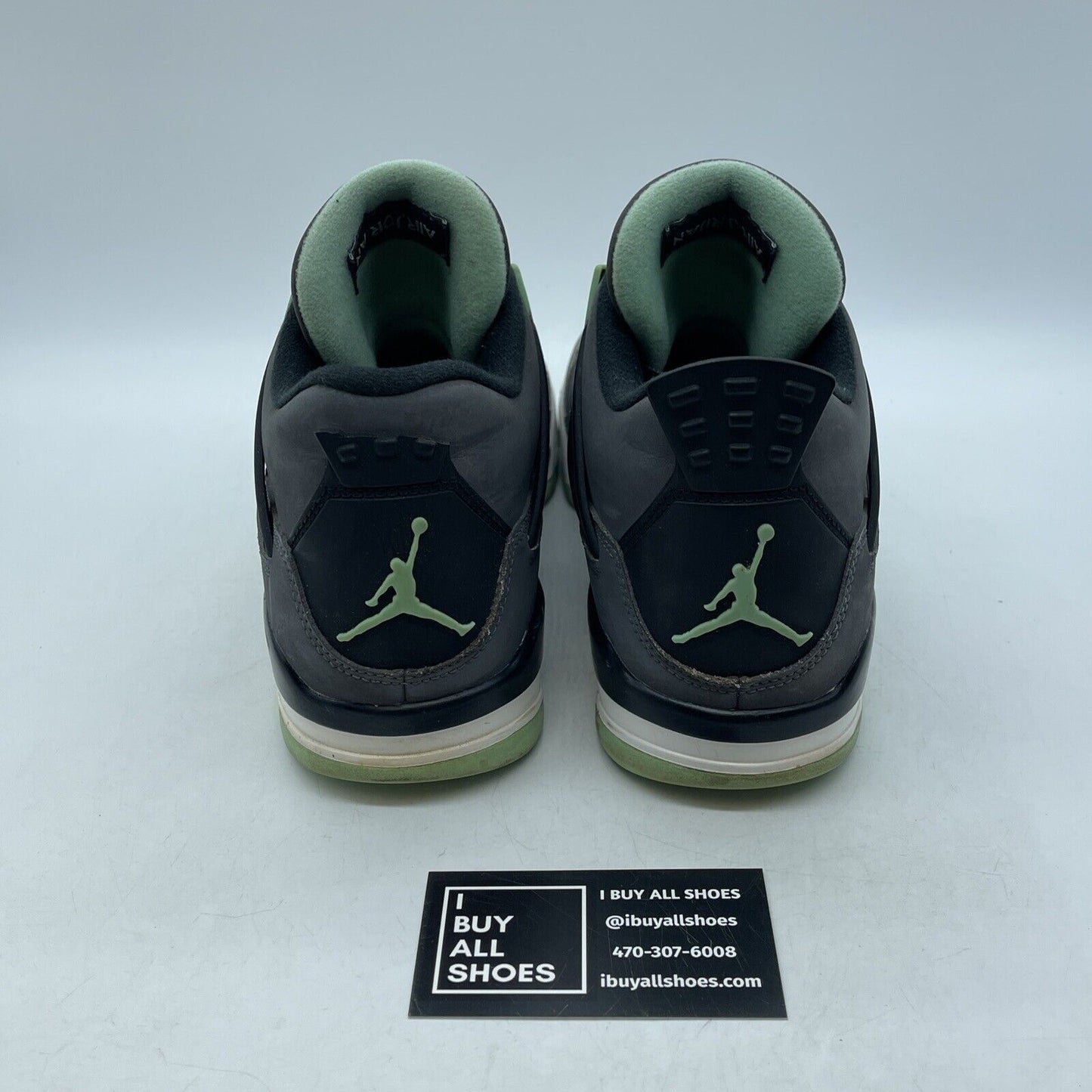 Size 8 - Jordan 4 Retro Green Glow Black Grey Suede Leather (308497-033)