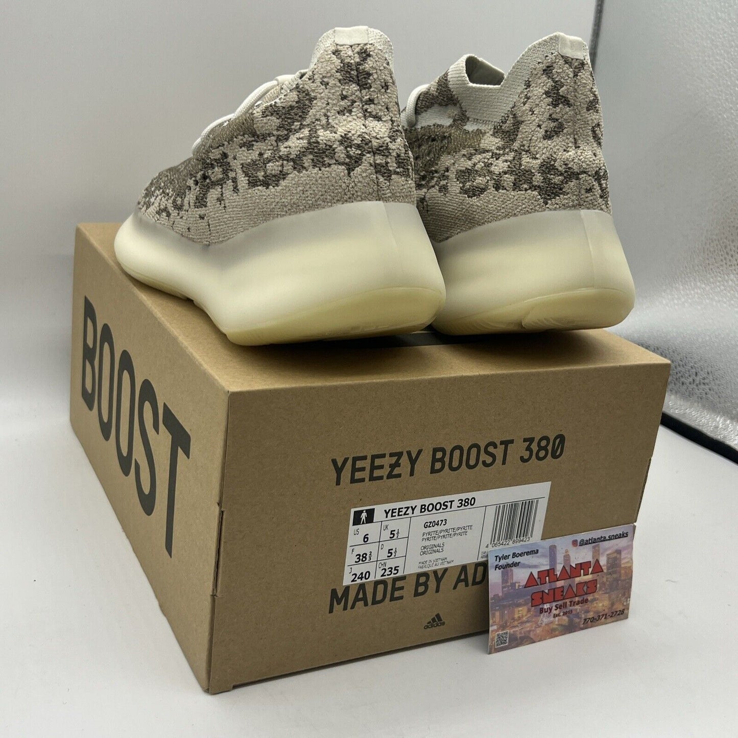 Size 6 - adidas Yeezy Boost 380 Pyrite Brand New Og All White DS Sneakers