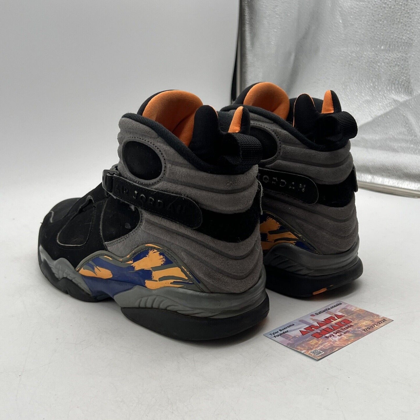 Size 10 - Air Jordan 8 Retro Phoenix Suns Black Grey Suede (305381-043)