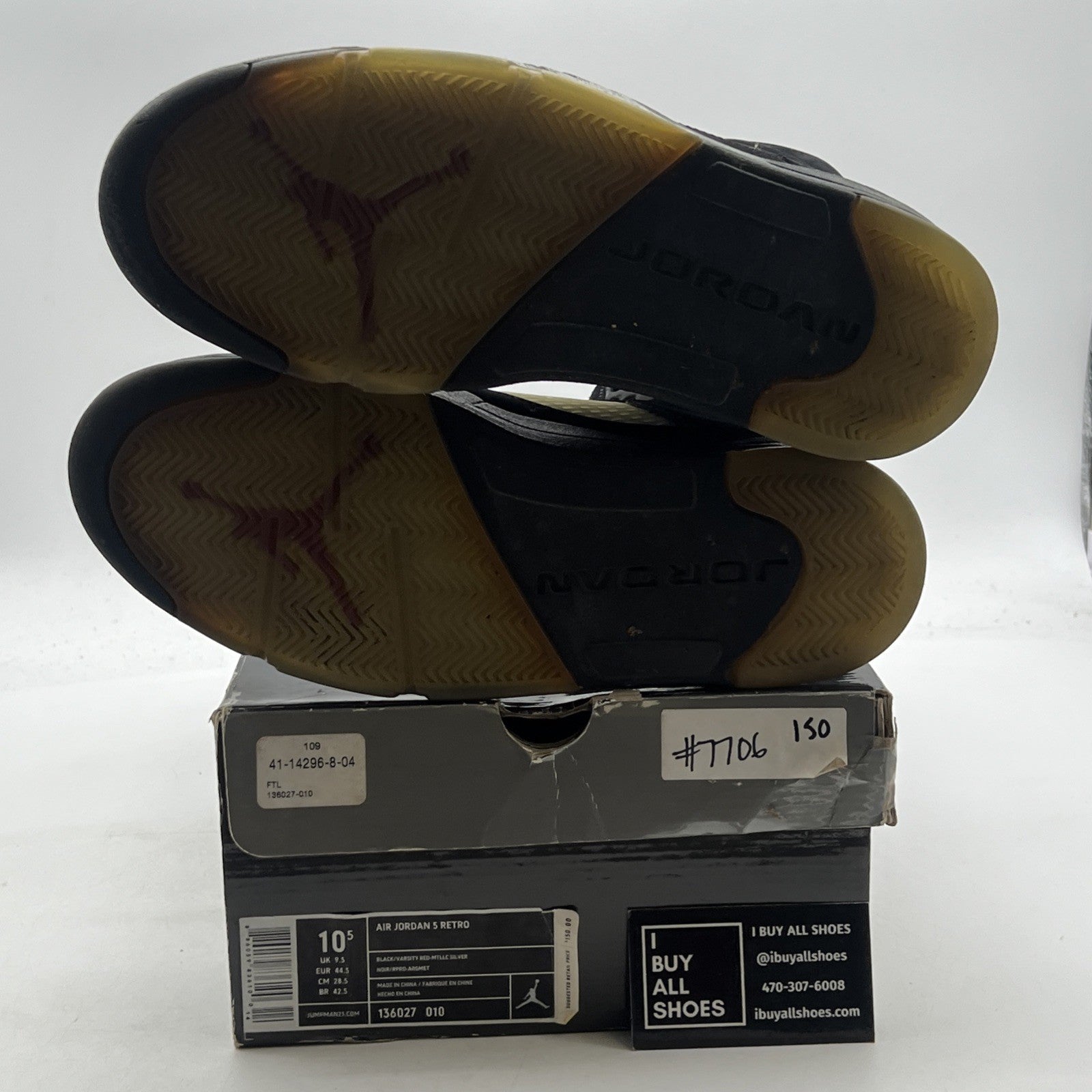 Size 10.5 - Air Jordan 5 Retro 2011 Black Metallic (136027-010)
