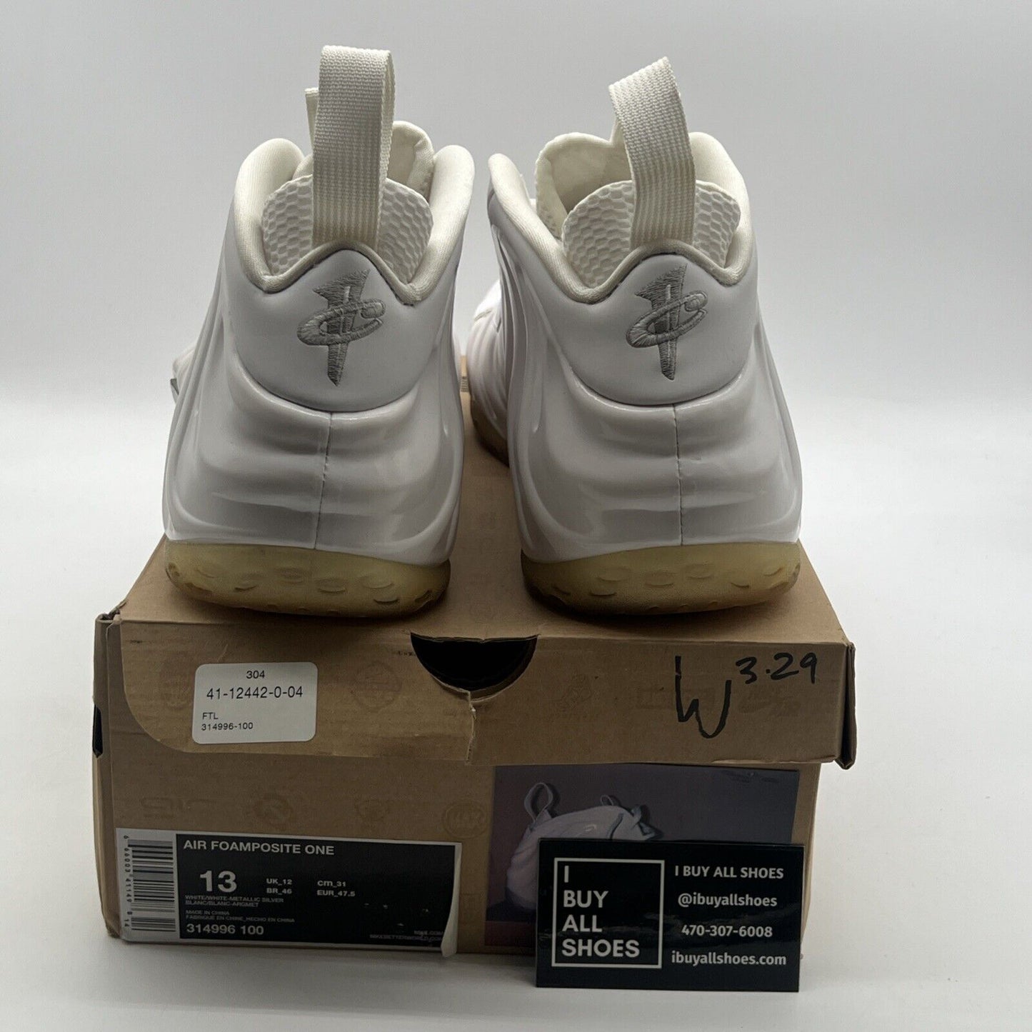Size 13 - Nike Air Foamposite One White-Out (314996-100)