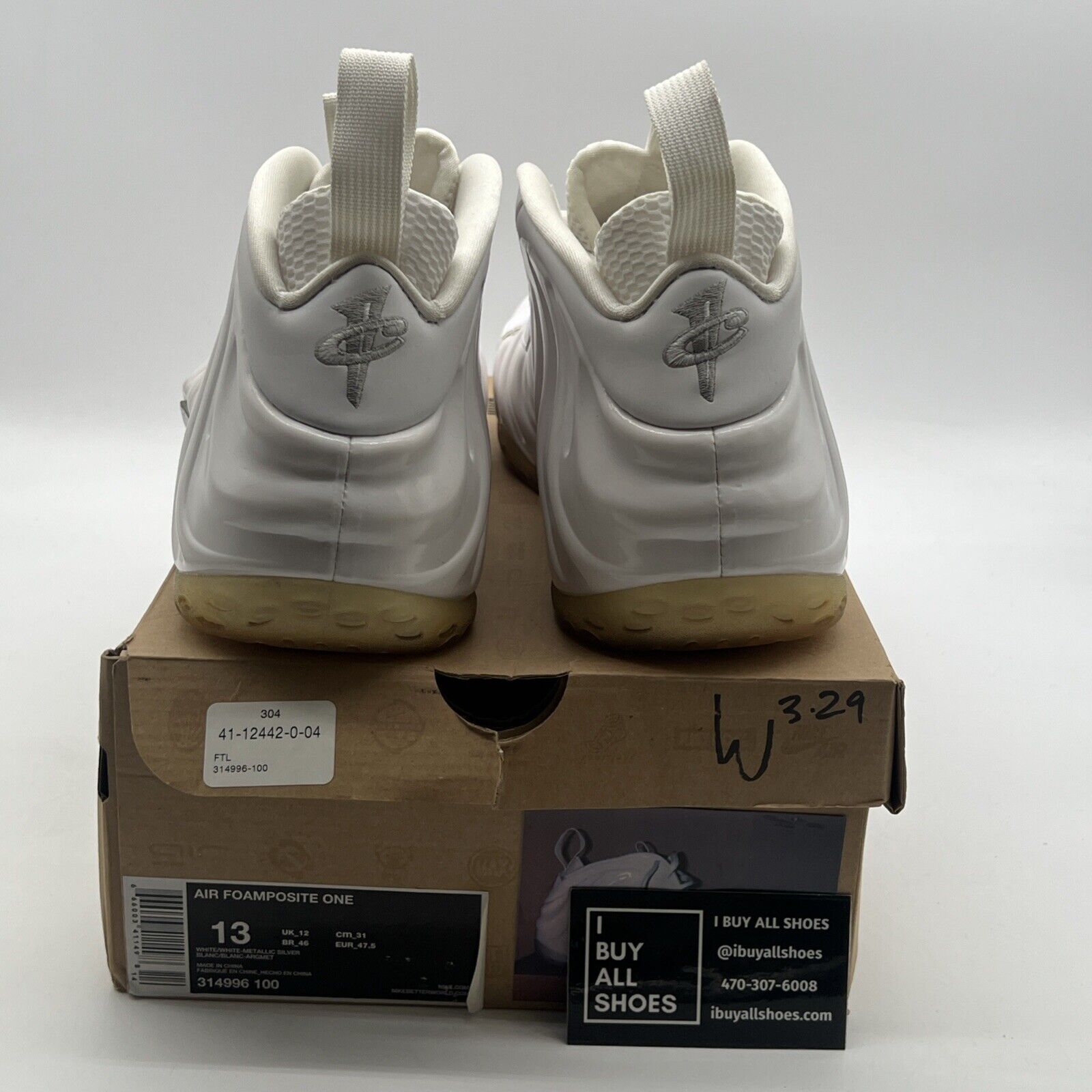 Size 13 - Nike Air Foamposite One White-Out (314996-100)