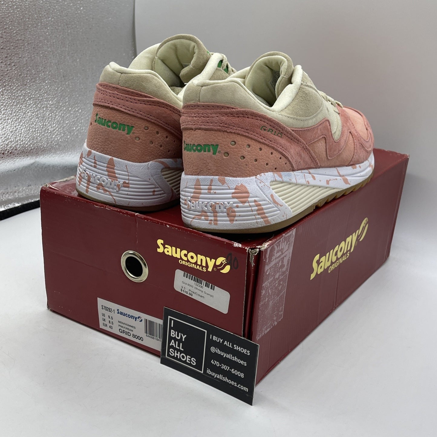 Size 9.5 - Saucony Grid 8000 Shrimp Scampi Pink Brown Suede (S70262-1)