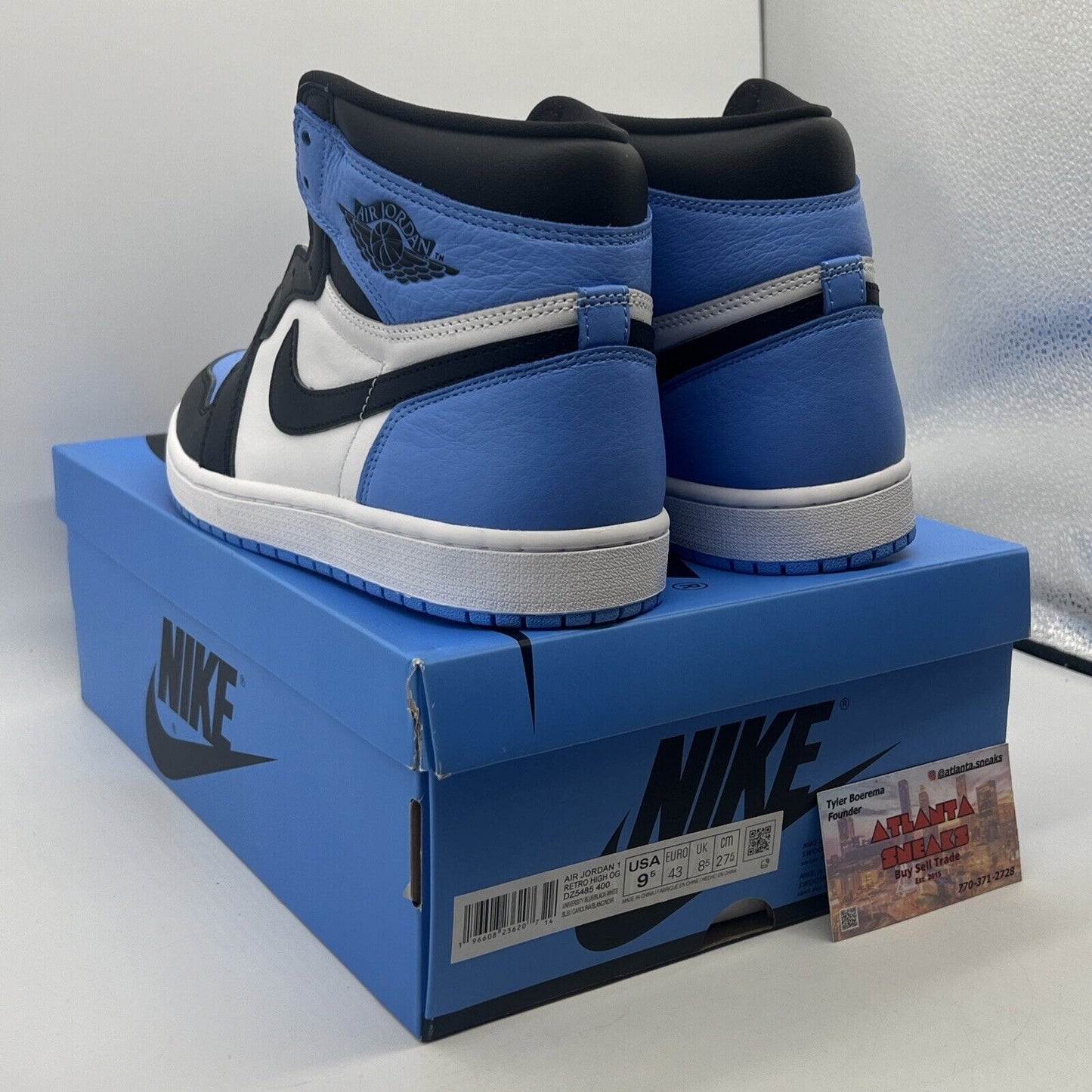 Size 9.5 - Jordan 1 Retro OG High UNC Toe Navy White Leather (DZ5585-400)