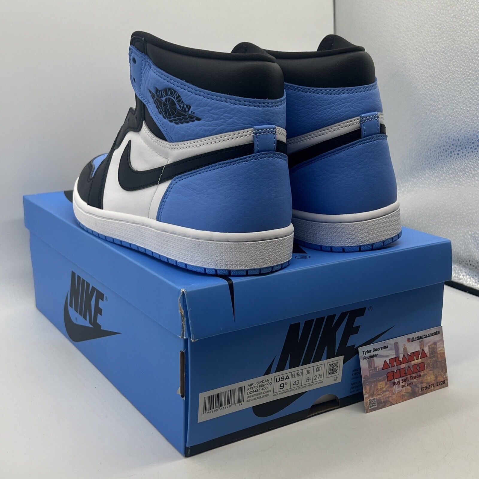 Size 9.5 - Jordan 1 Retro OG High UNC Toe Navy White Leather (DZ5585-400)