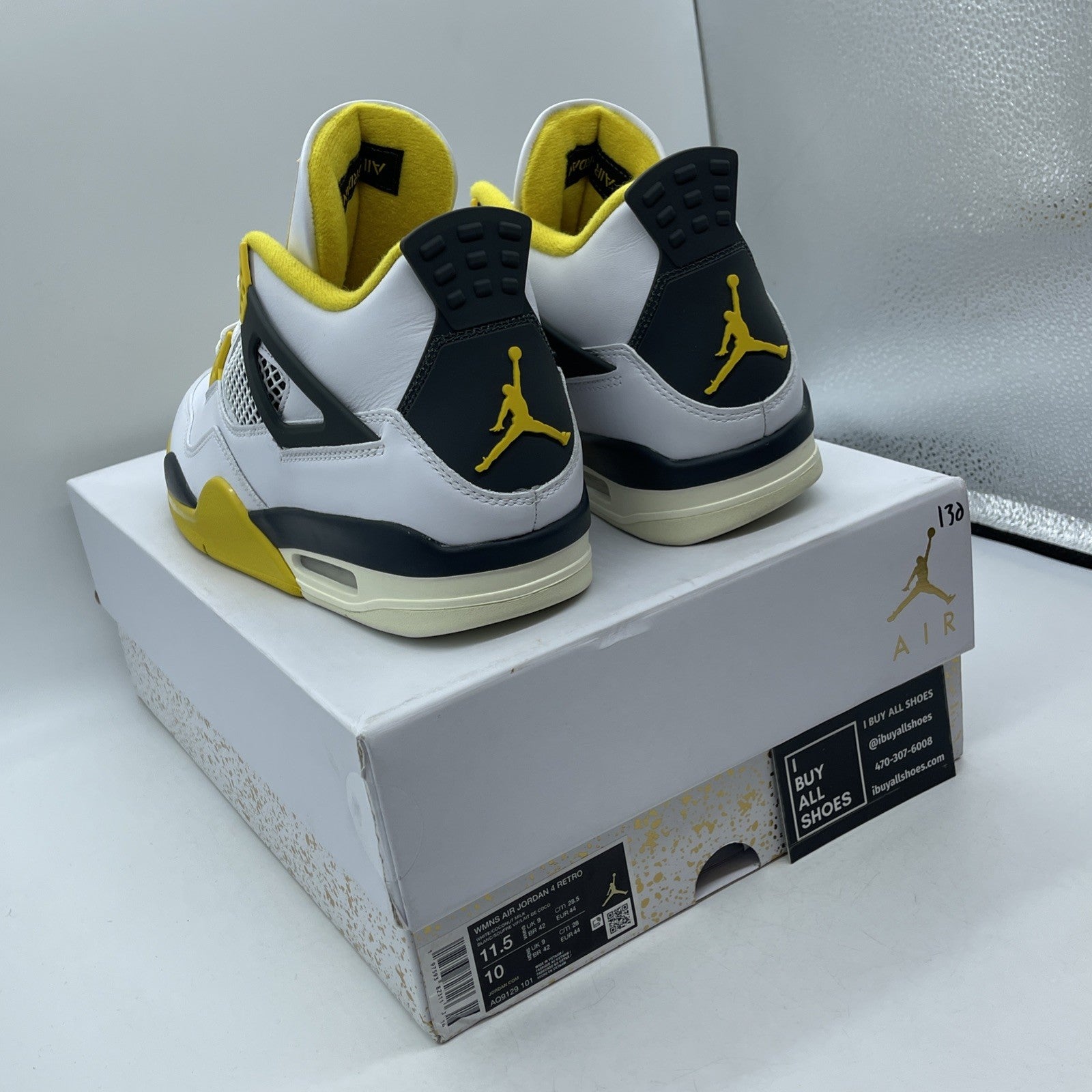 Size 11.5W - Air Jordan 4 Retro Vivid Sulfur (AQ9129-101h)