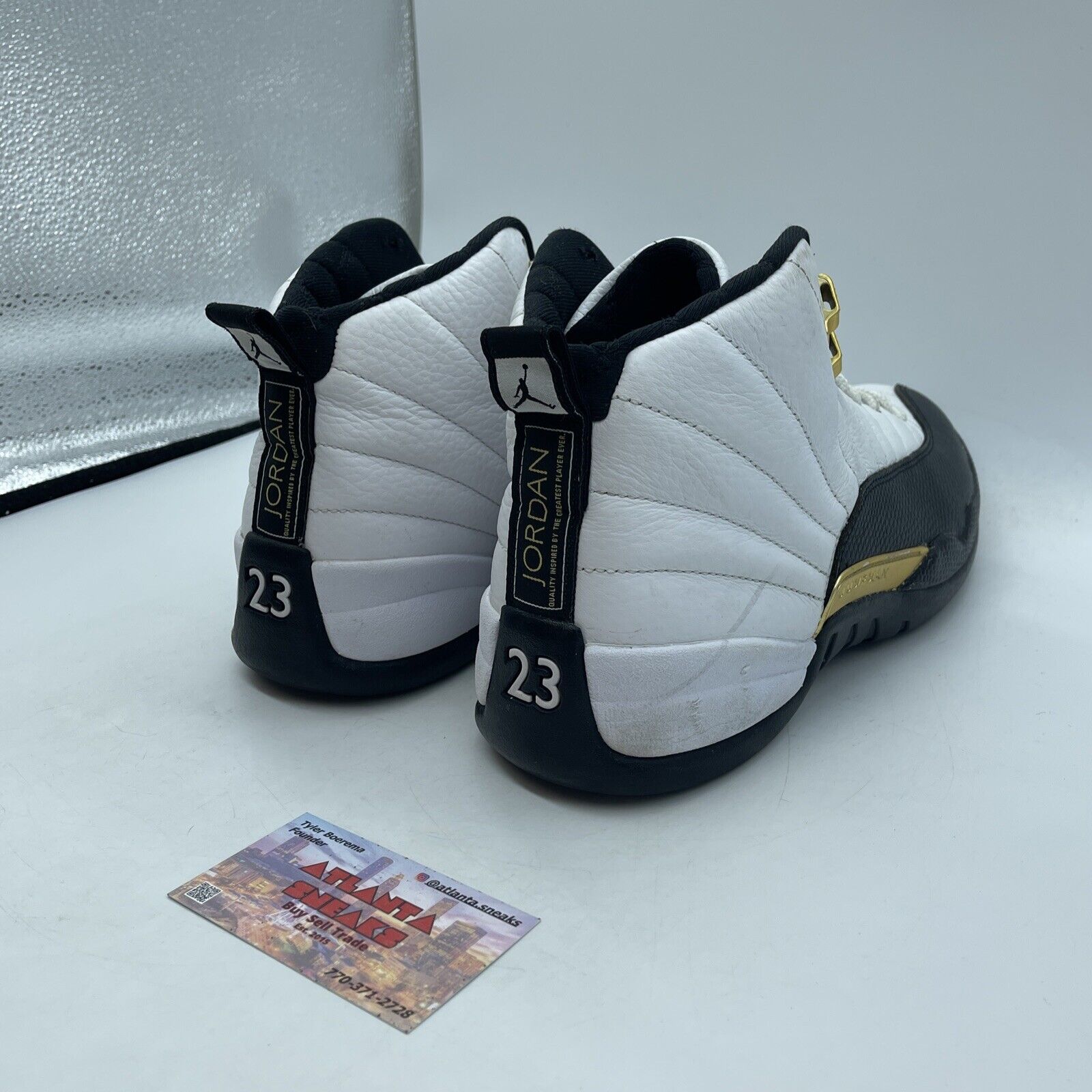 Size 11.5 - Jordan 12 Royalty Black White Gold Leather (CT8013-170)